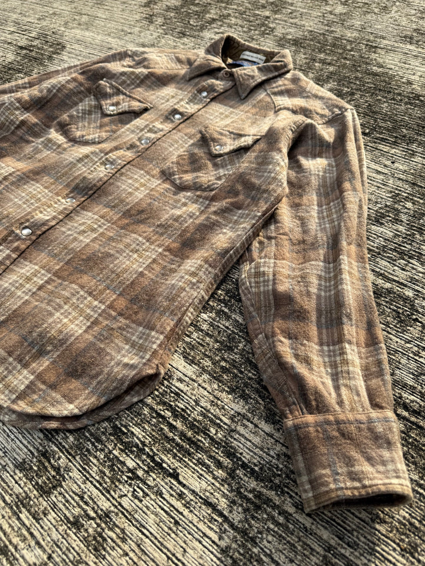 Vintage Pendleton High Grade Western Wear Wool Shirt Brown Plaid USA Made