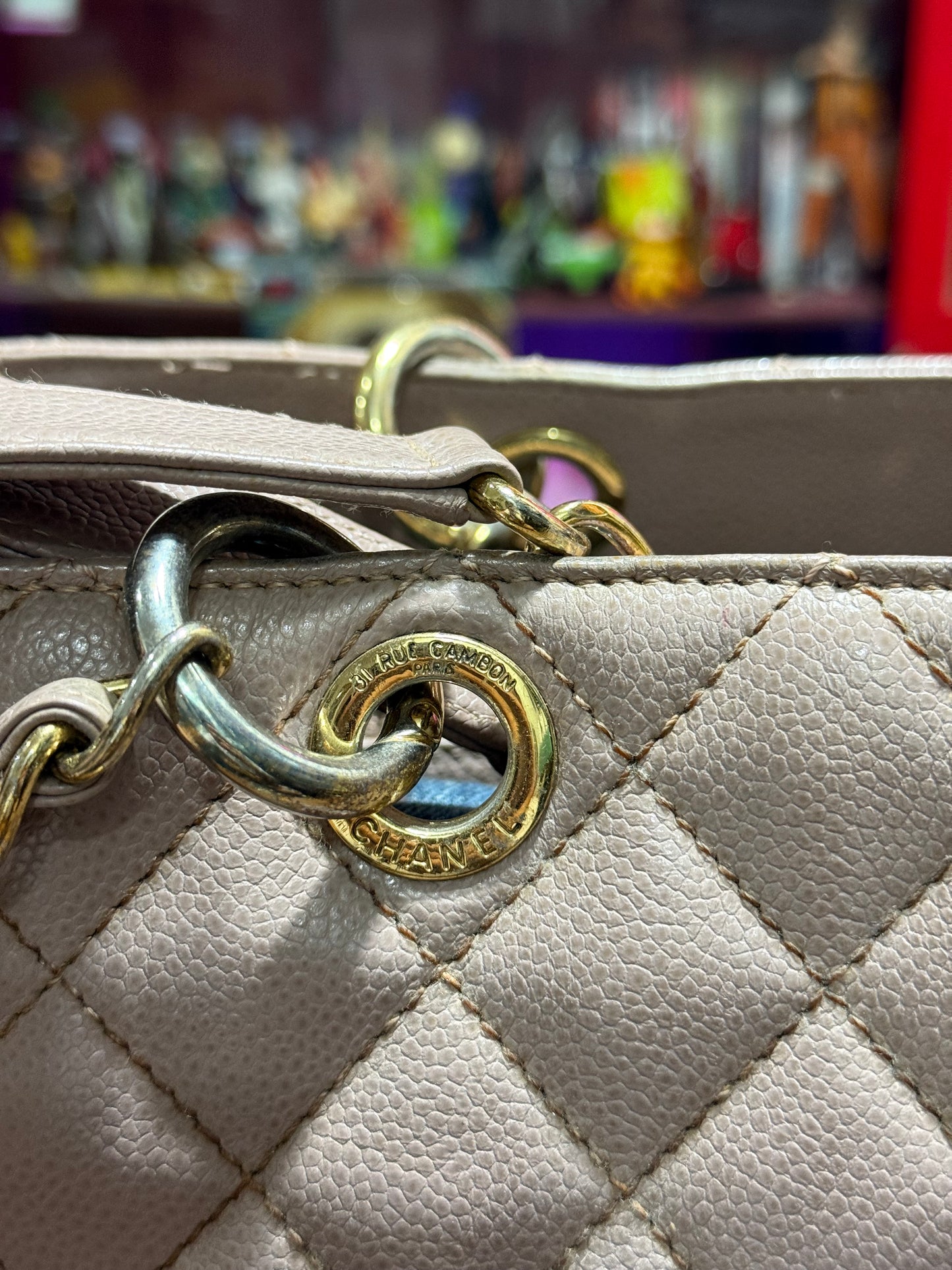 Chanel Cambon Ligne Quilted Tote Bag Dusty Pink Leather Shoulder Bag
