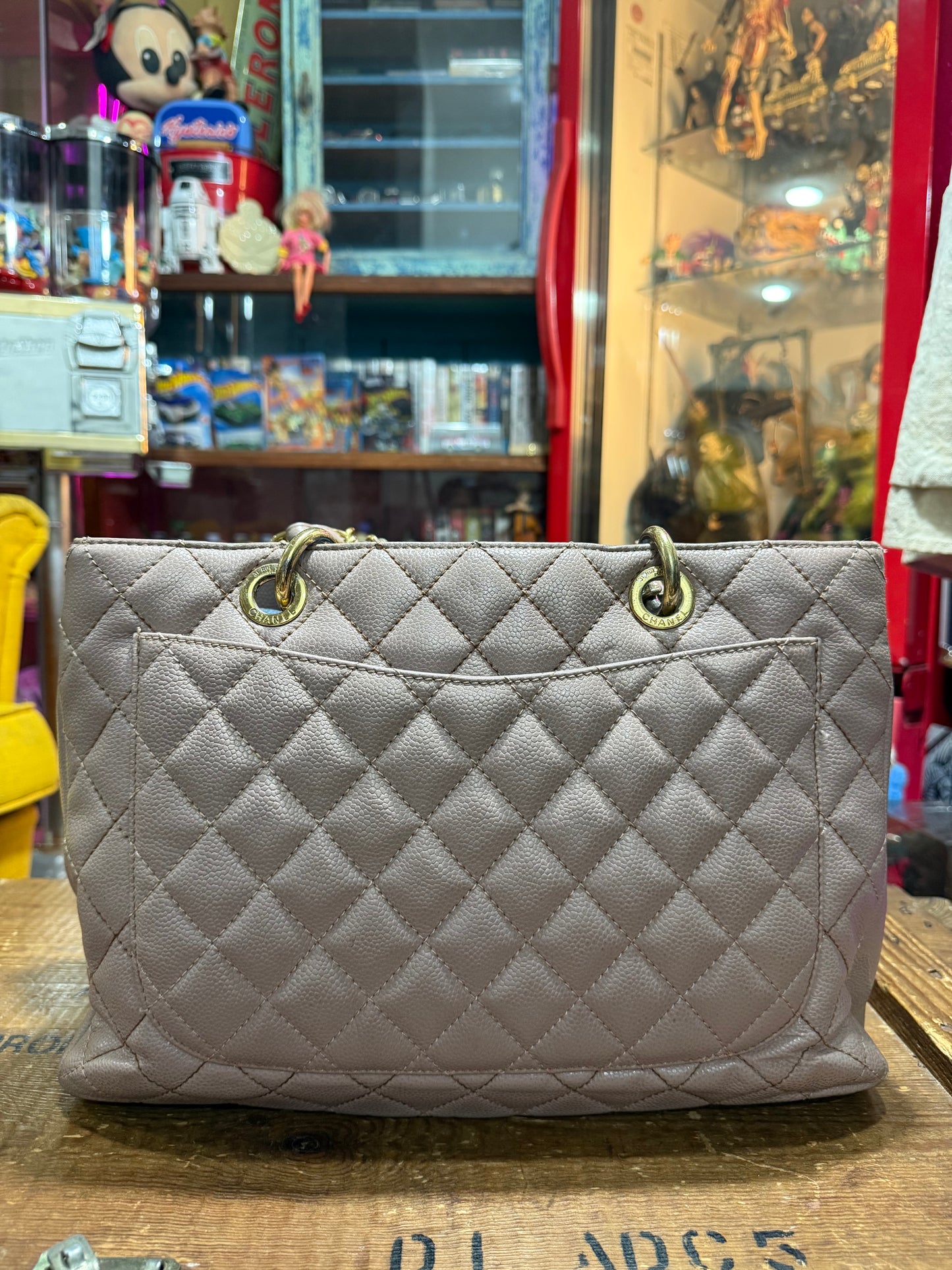Chanel Cambon Ligne Quilted Tote Bag Dusty Pink Leather Shoulder Bag