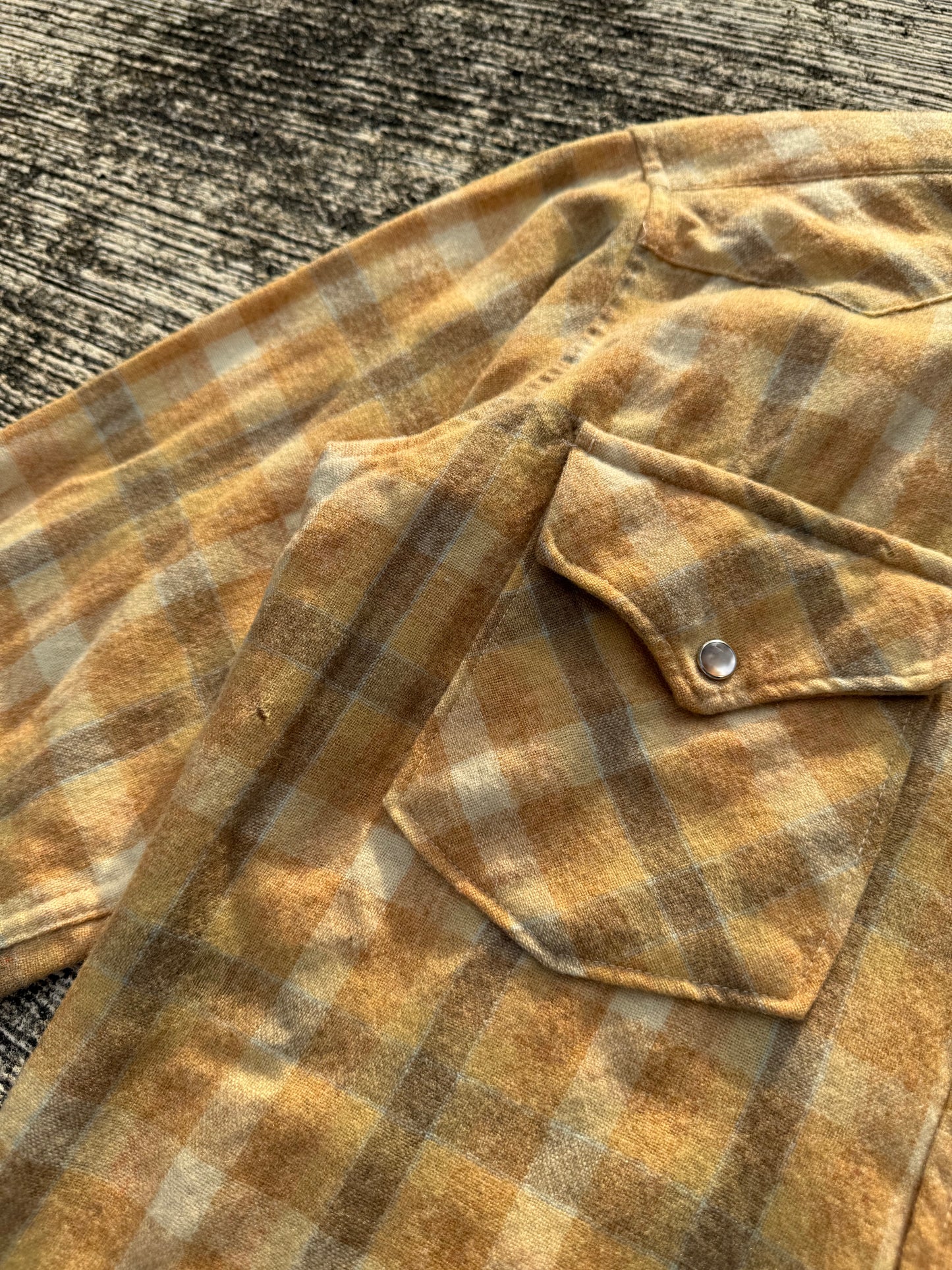 Vintage Pendleton High Grade Western Wear Wool Plaid Shirt Yellow Camel USA Made
