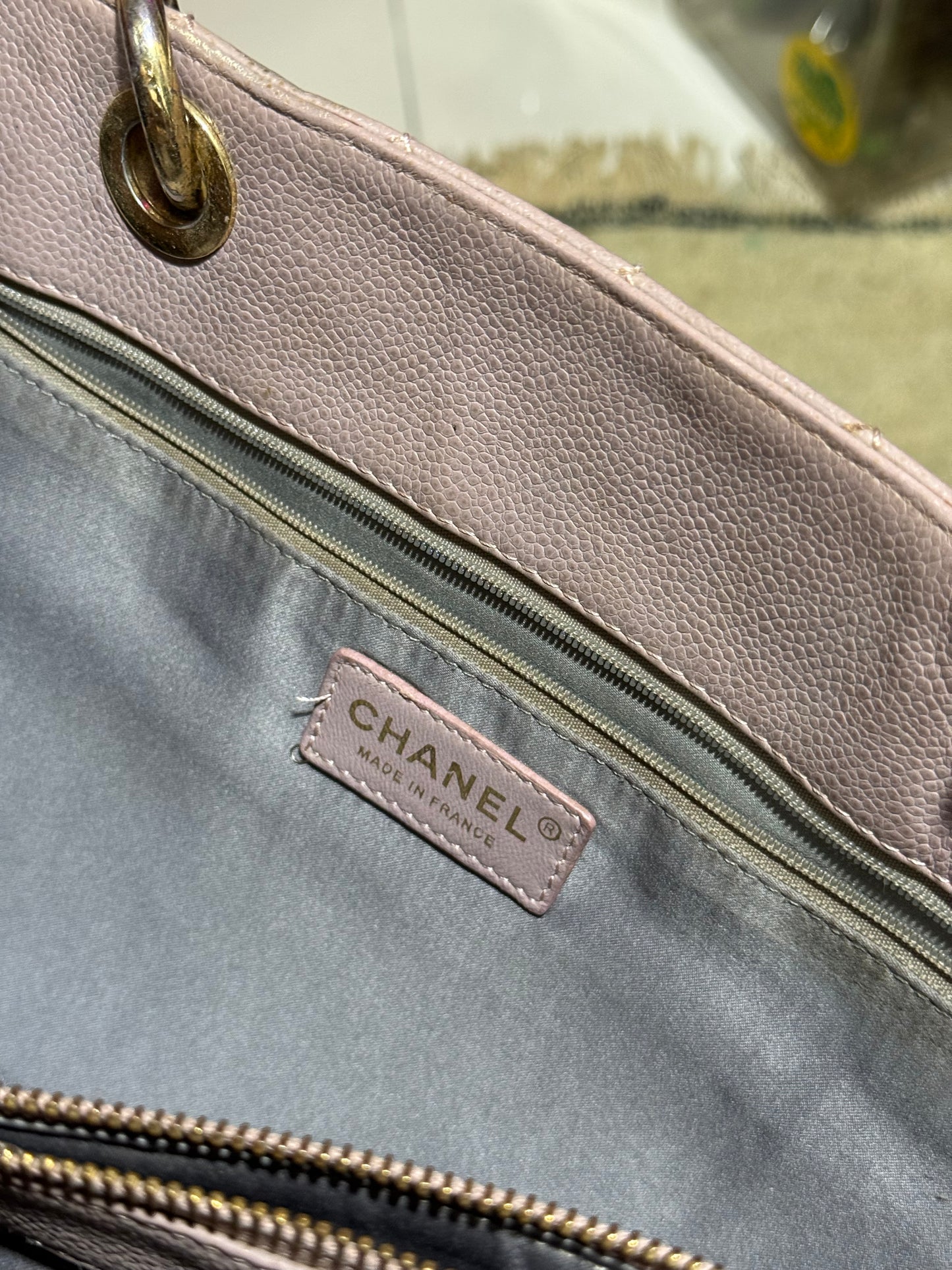 Chanel Cambon Ligne Quilted Tote Bag Dusty Pink Leather Shoulder Bag