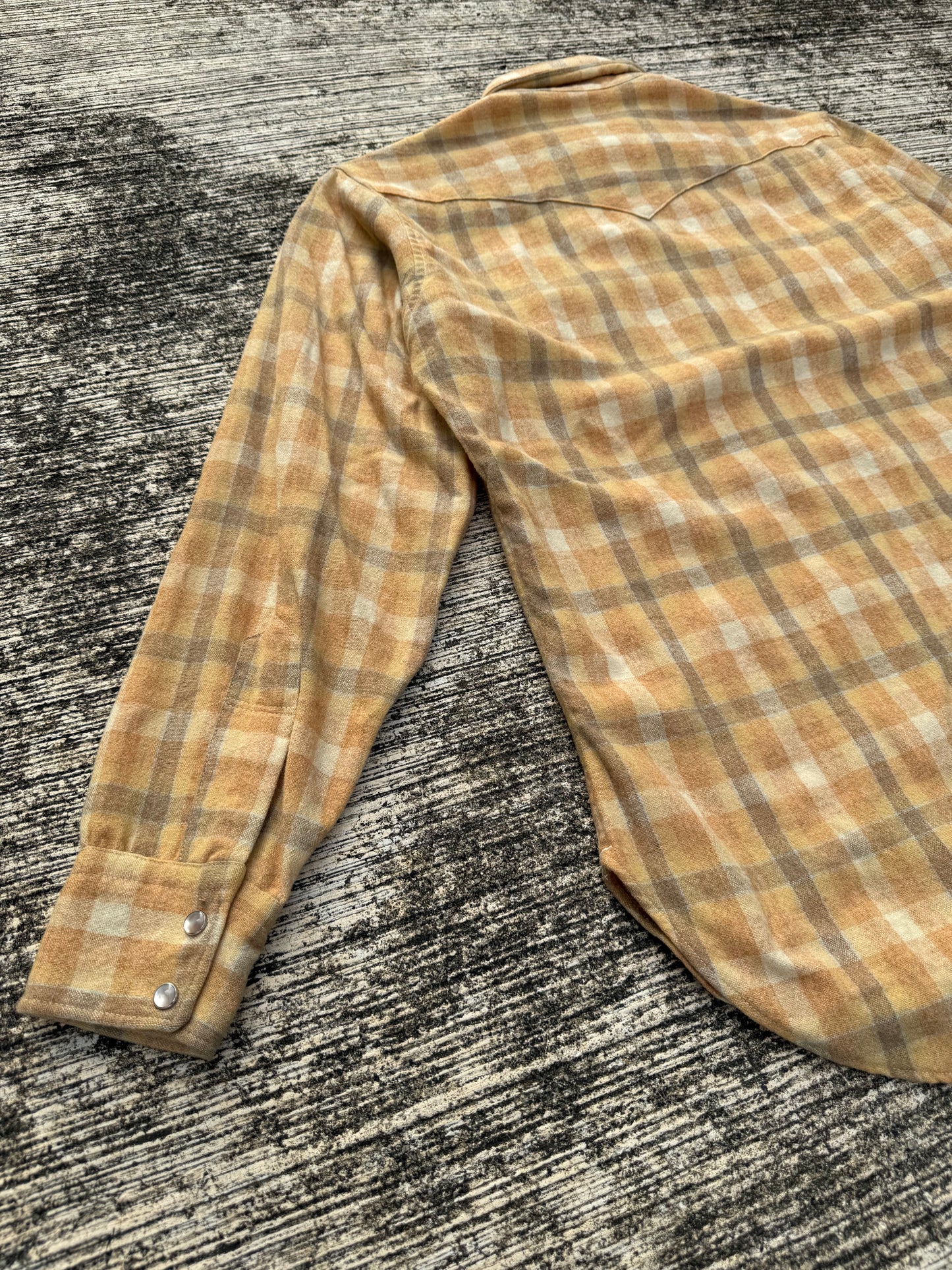 Vintage Pendleton High Grade Western Wear Wool Plaid Shirt Yellow Camel USA Made