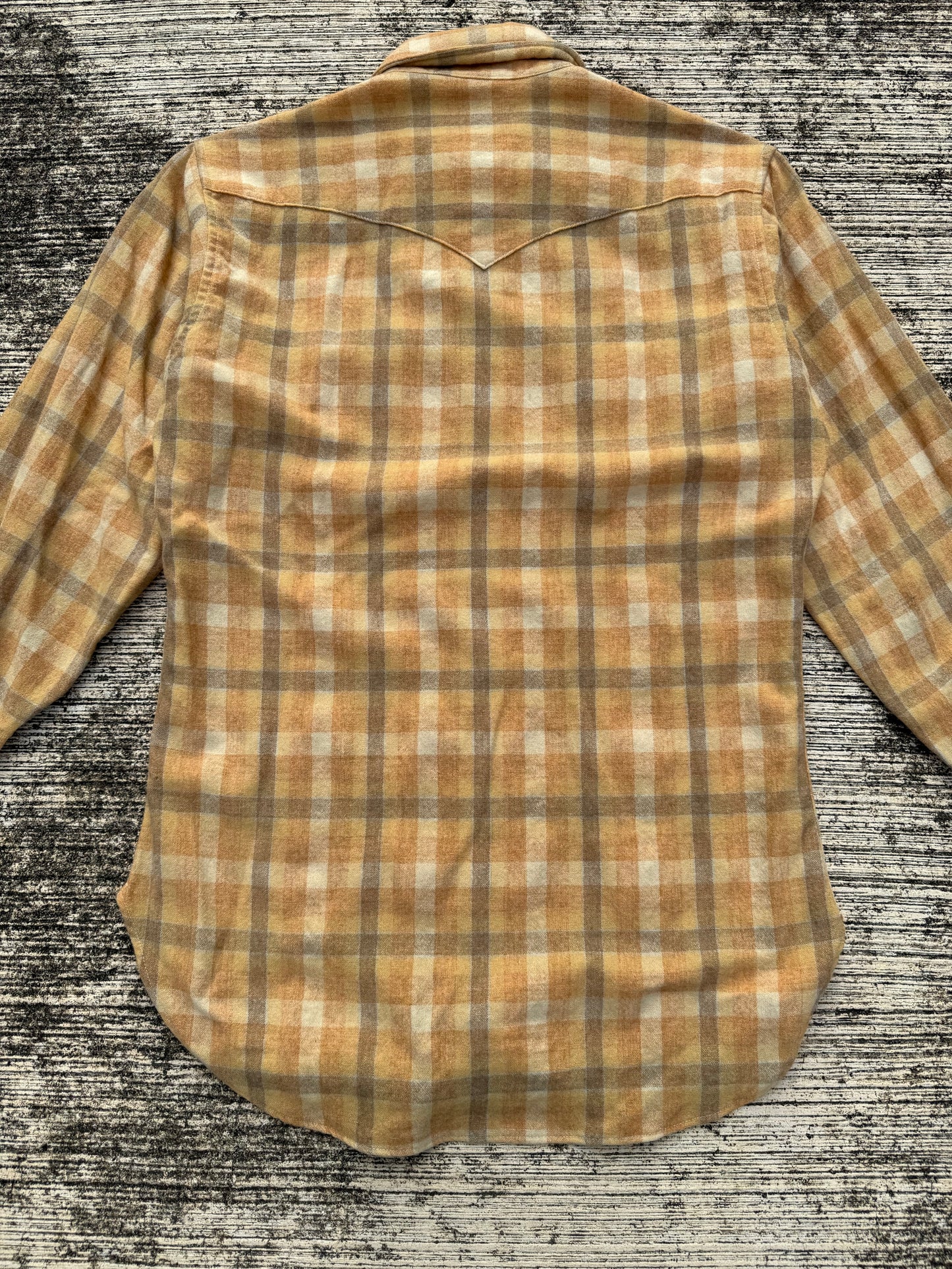 Vintage Pendleton High Grade Western Wear Wool Plaid Shirt Yellow Camel USA Made