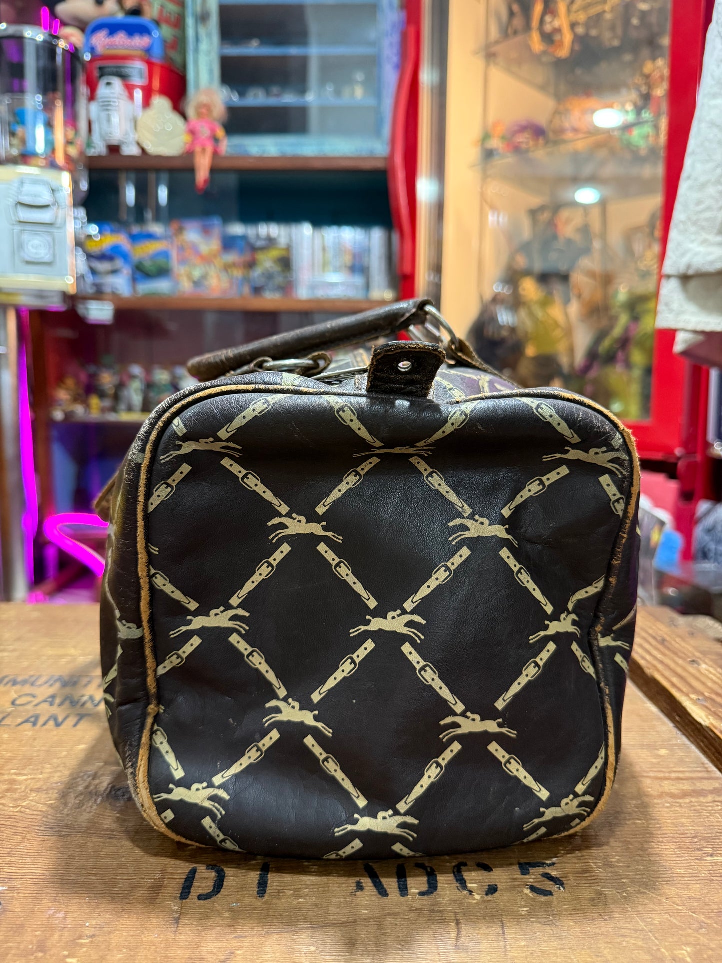 Vintage Longchamp Monogram Boston Bag Brown Leather Travel Handbag
