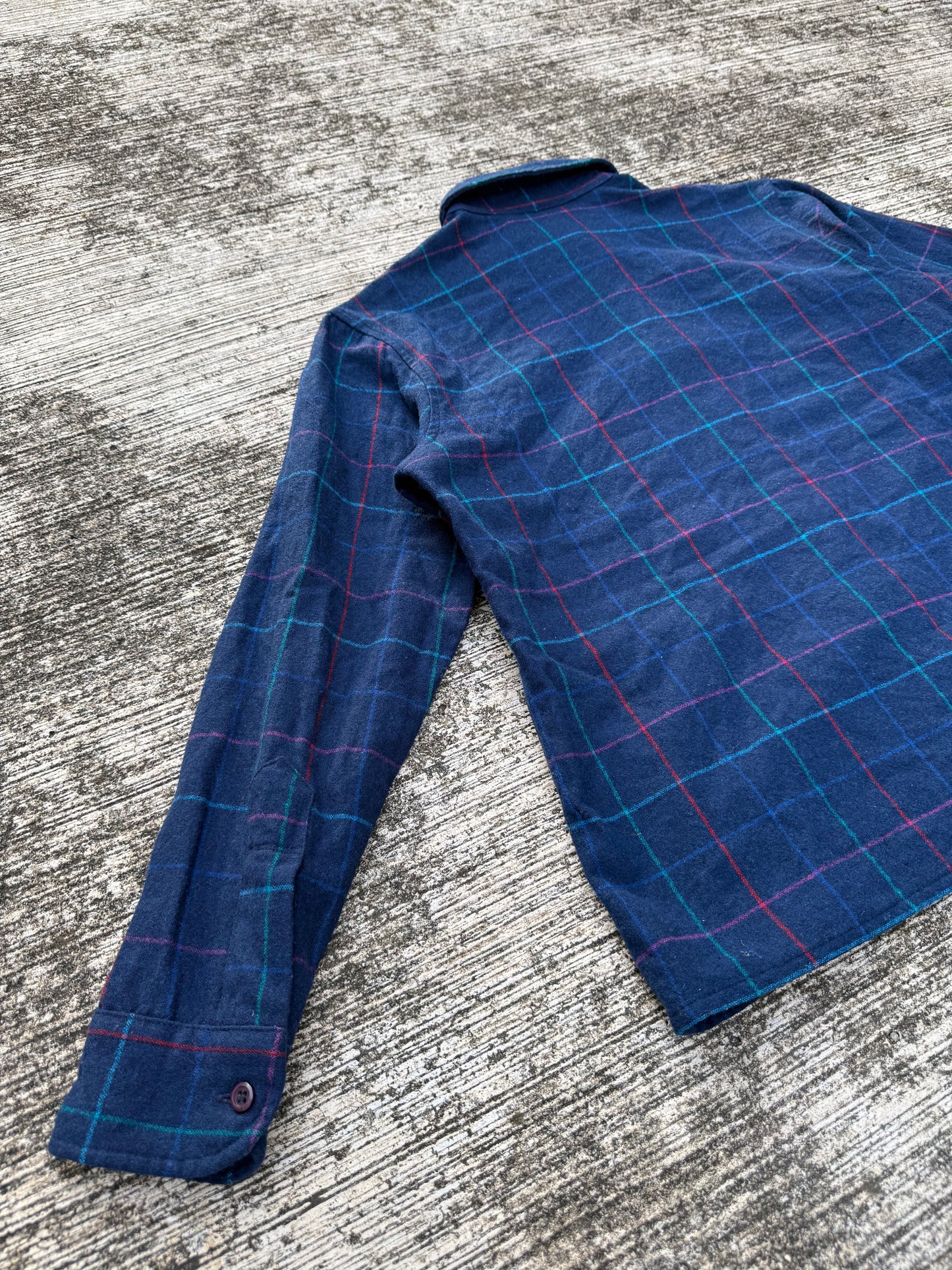 Vintage Pendleton Wool Flannel Shirt Navy Check Plaid USA Made