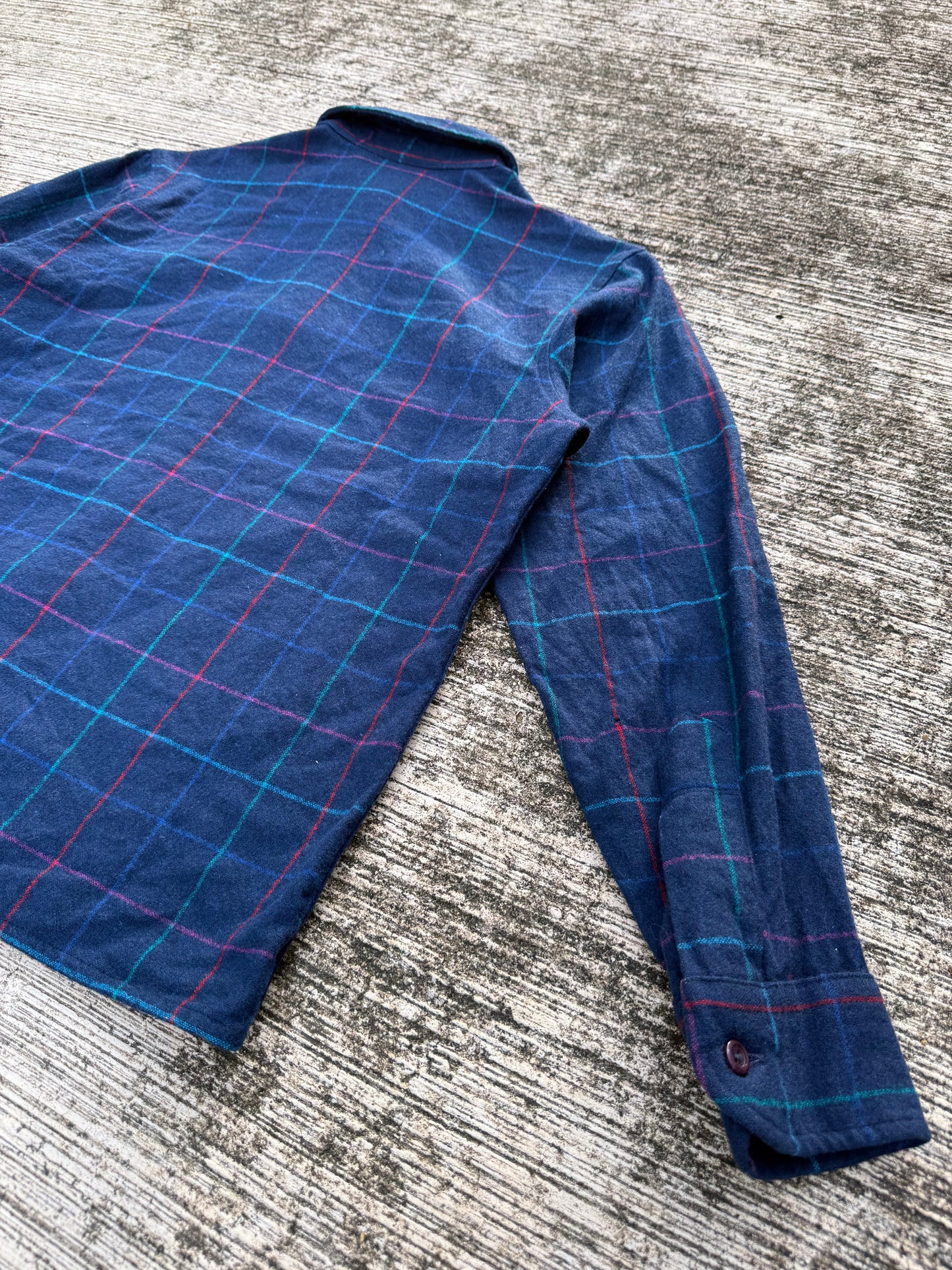 Vintage Pendleton Wool Flannel Shirt Navy Check Plaid USA Made