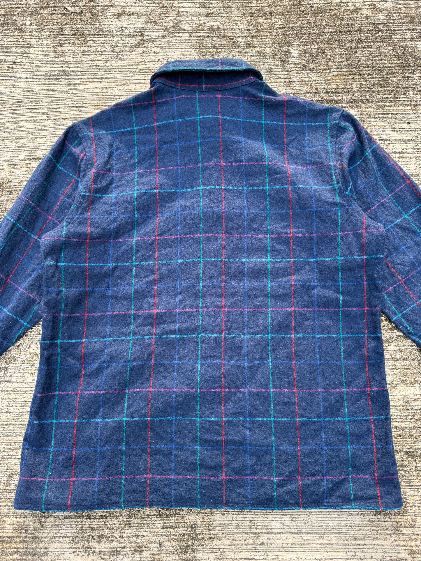 Vintage Pendleton Wool Flannel Shirt Navy Check Plaid USA Made