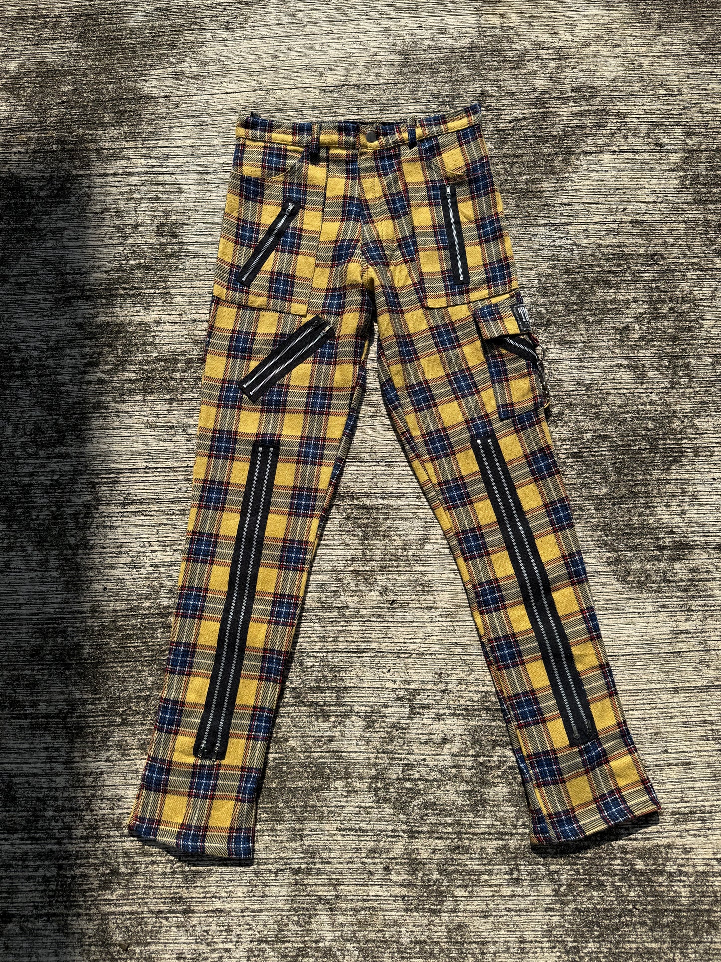 Vintage Tiger of London Yellow Tartan Punk Zip Pants