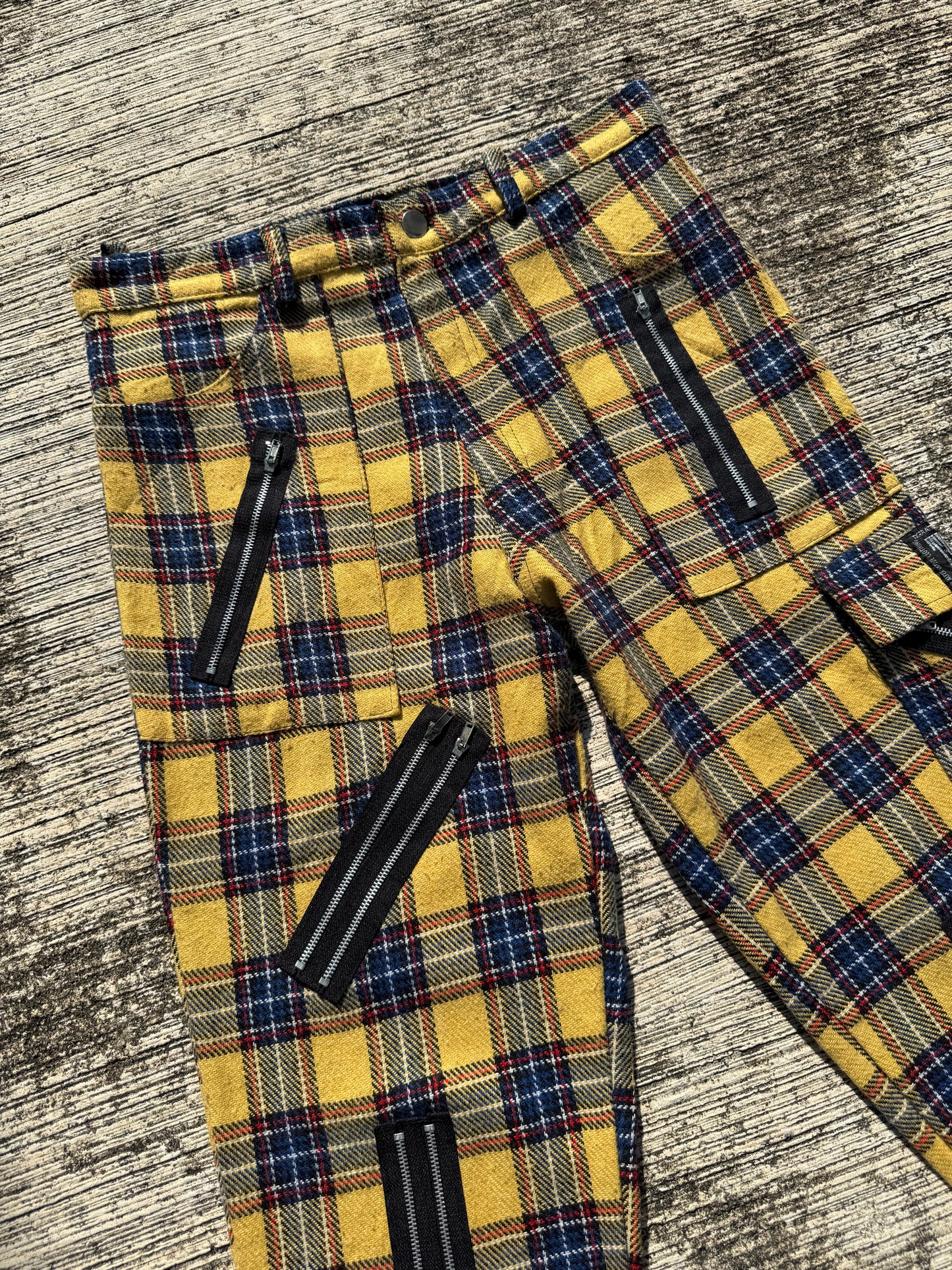 Vintage Tiger of London Yellow Tartan Punk Zip Pants