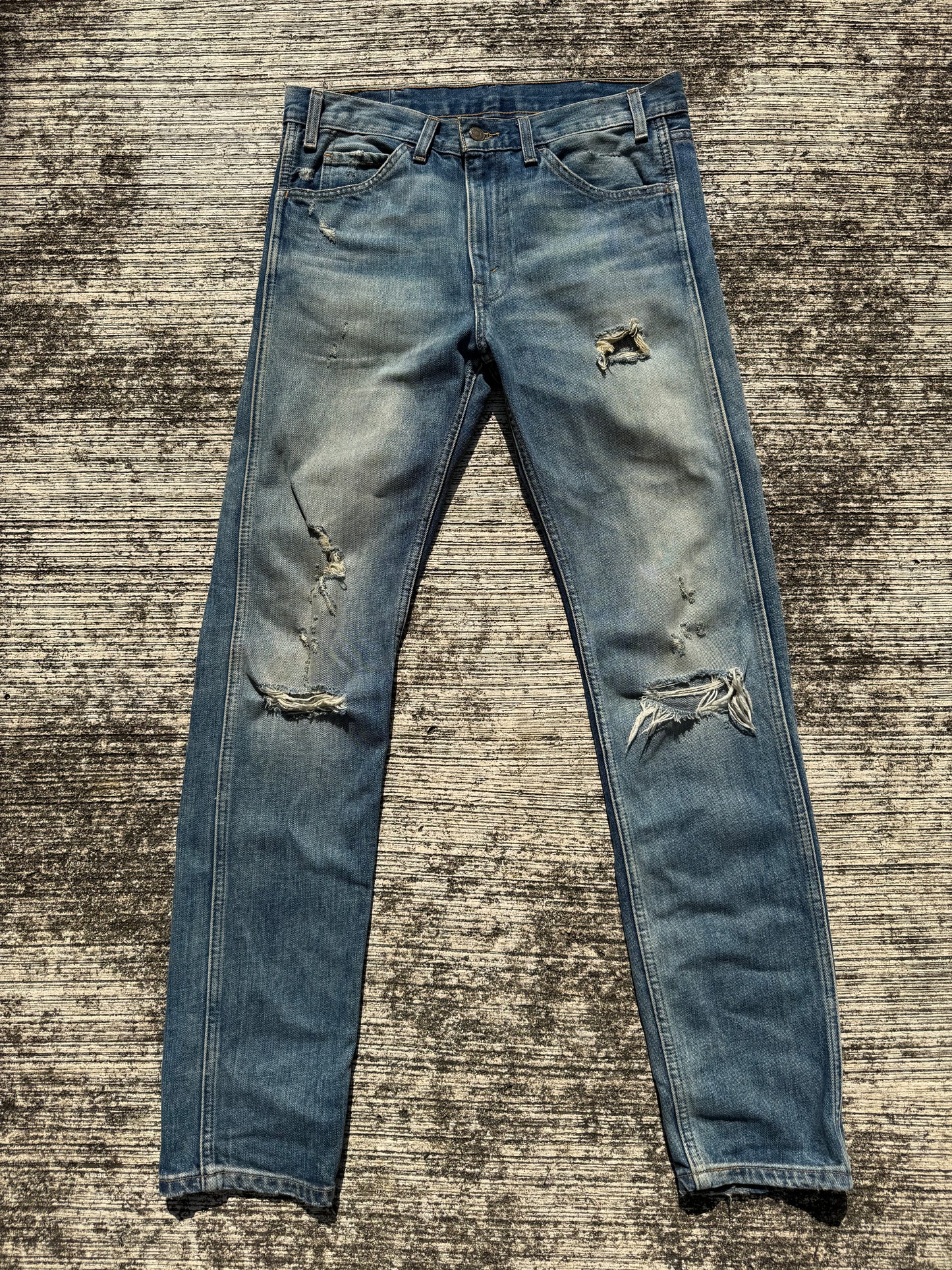 Levi’s Orange Tab Distressed Blue Jeans Heavy Fade & Rips