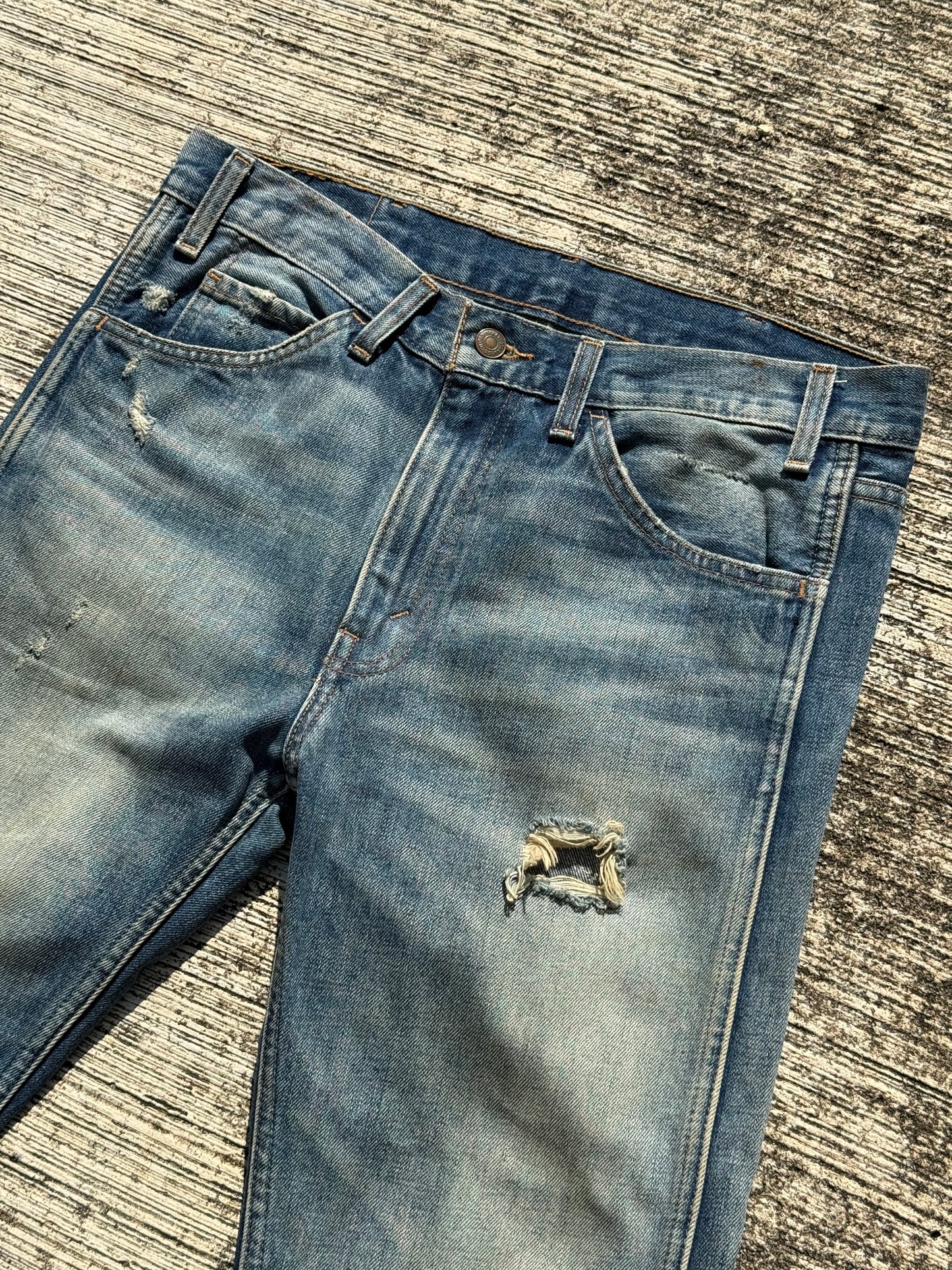 Levi’s Orange Tab Distressed Blue Jeans Heavy Fade & Rips