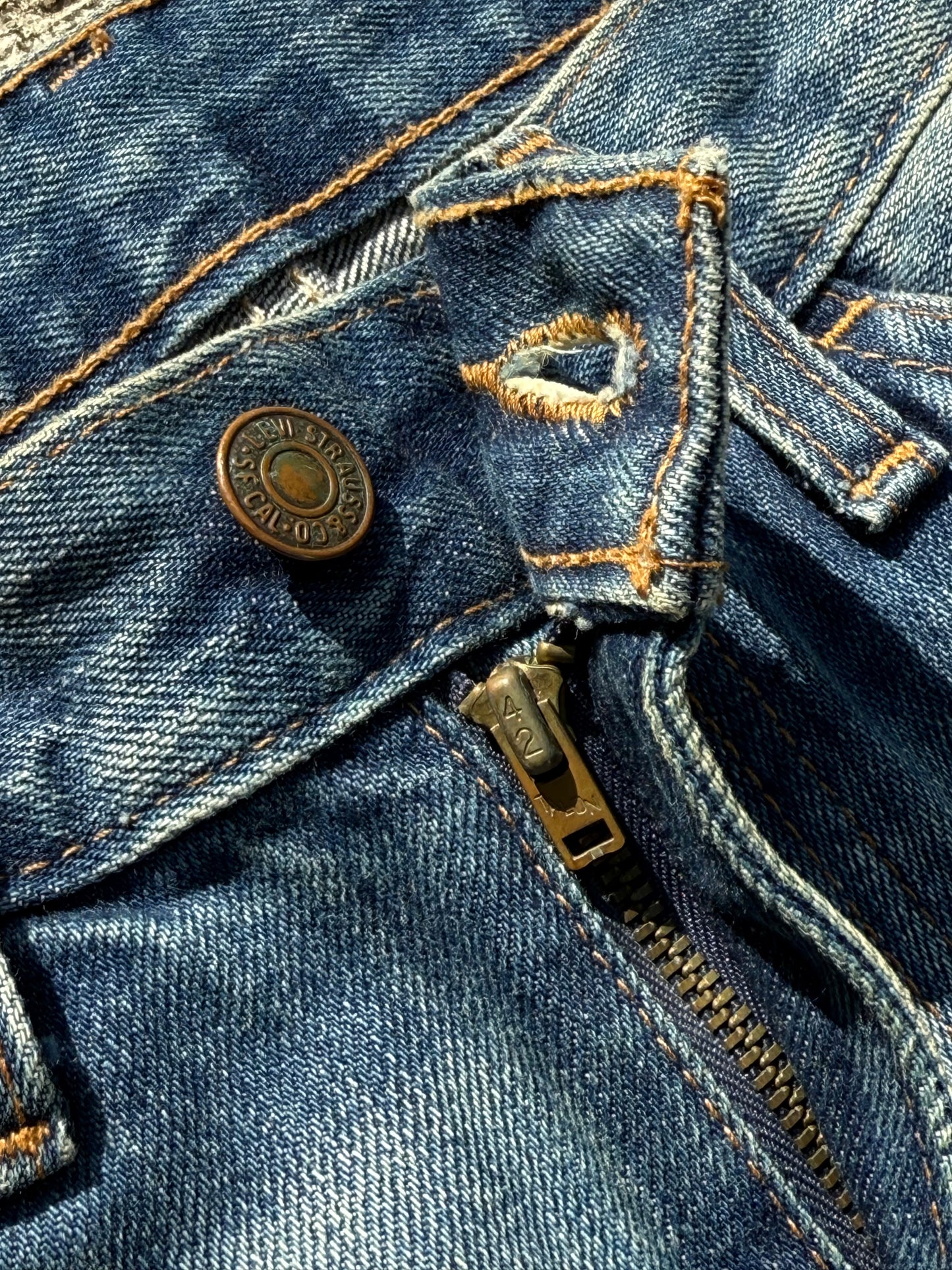 Levi’s Orange Tab Distressed Blue Jeans Heavy Fade & Rips