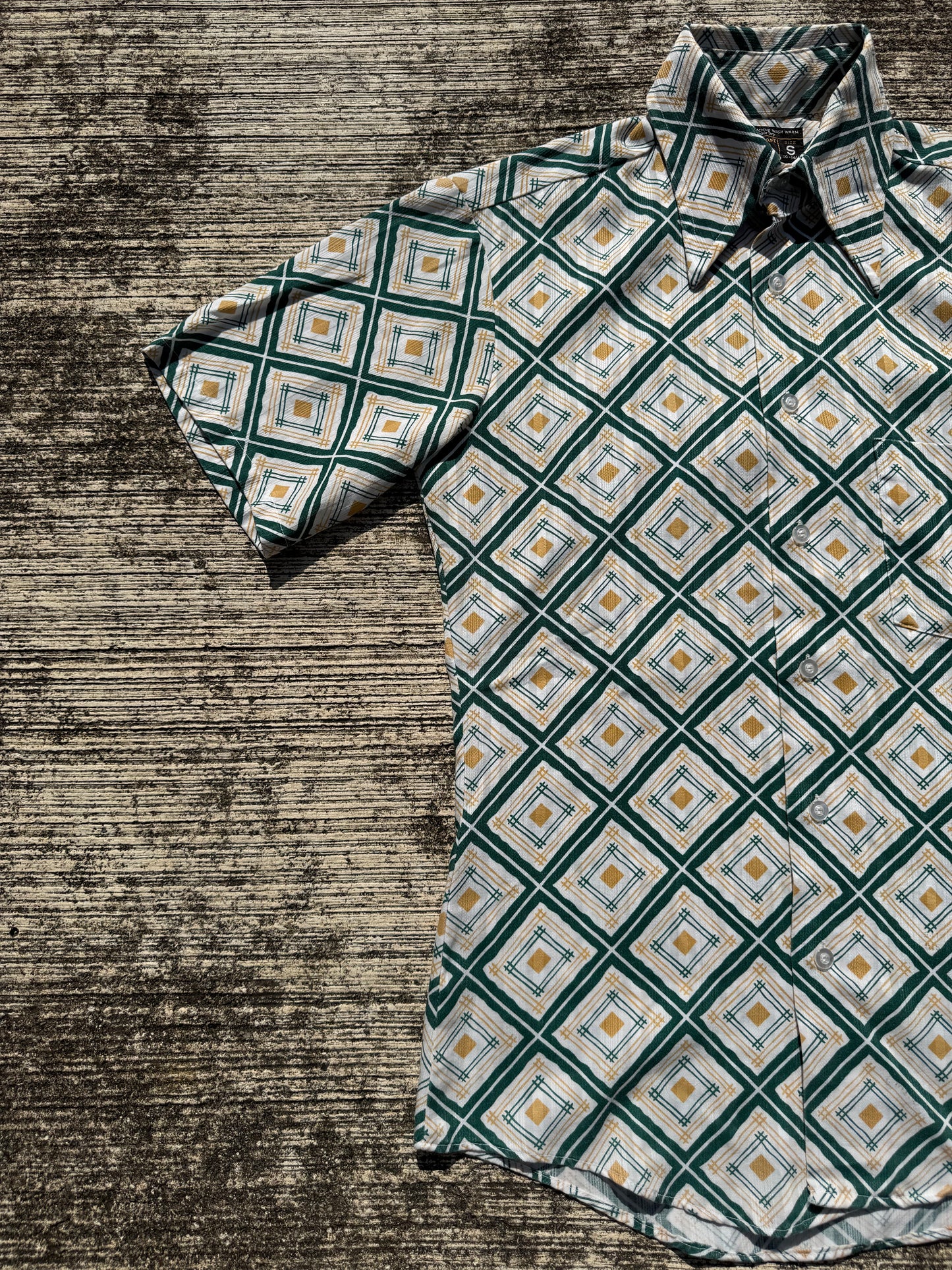 Vintage Towncraft JCPenney Tapered Short Sleeve Shirt 1960s/70s Geometric Print