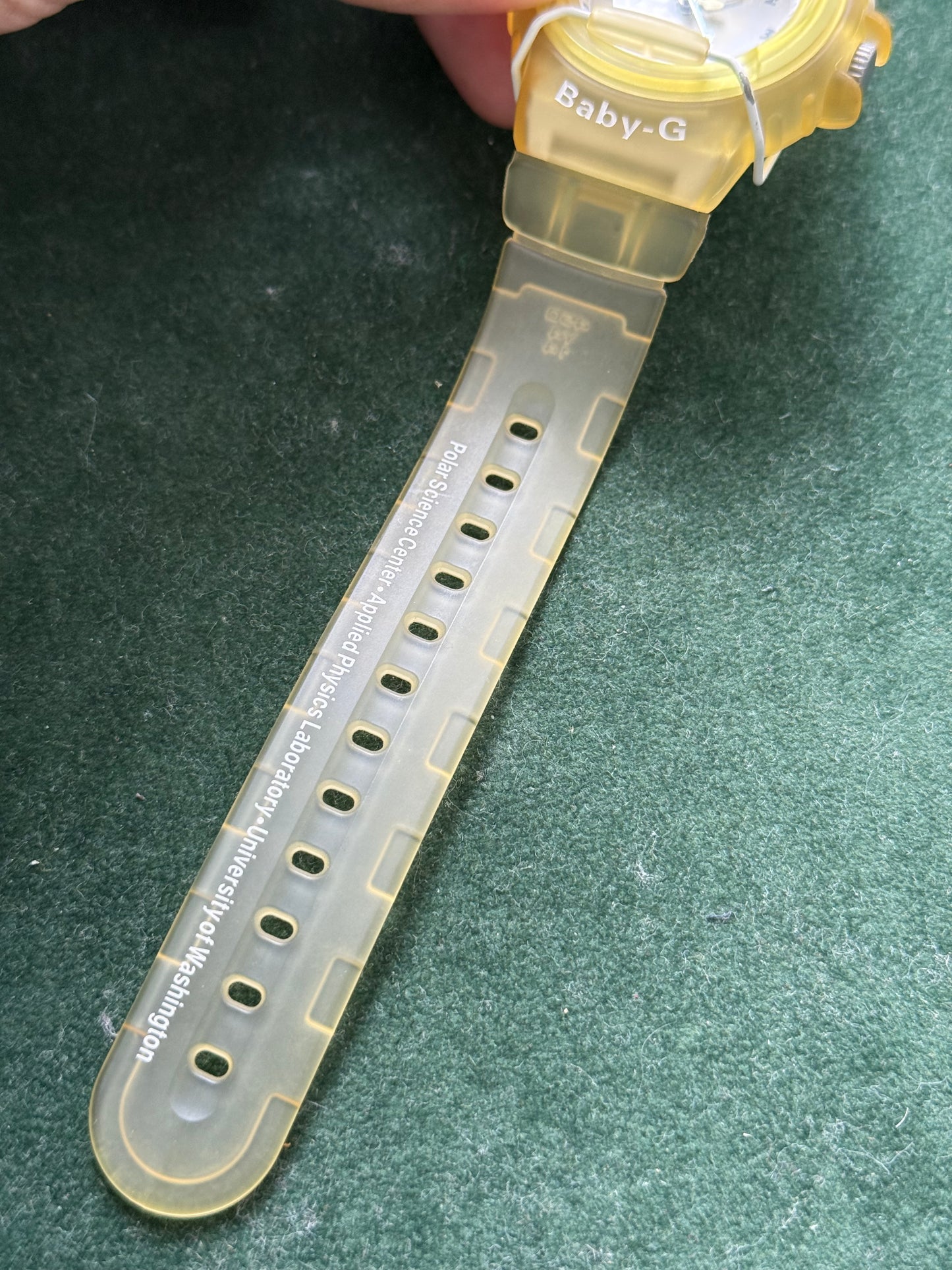 Vintage 1990s Casio Baby-G BG-11 “Air Sea Ice Project” Yellow Transparent Watch