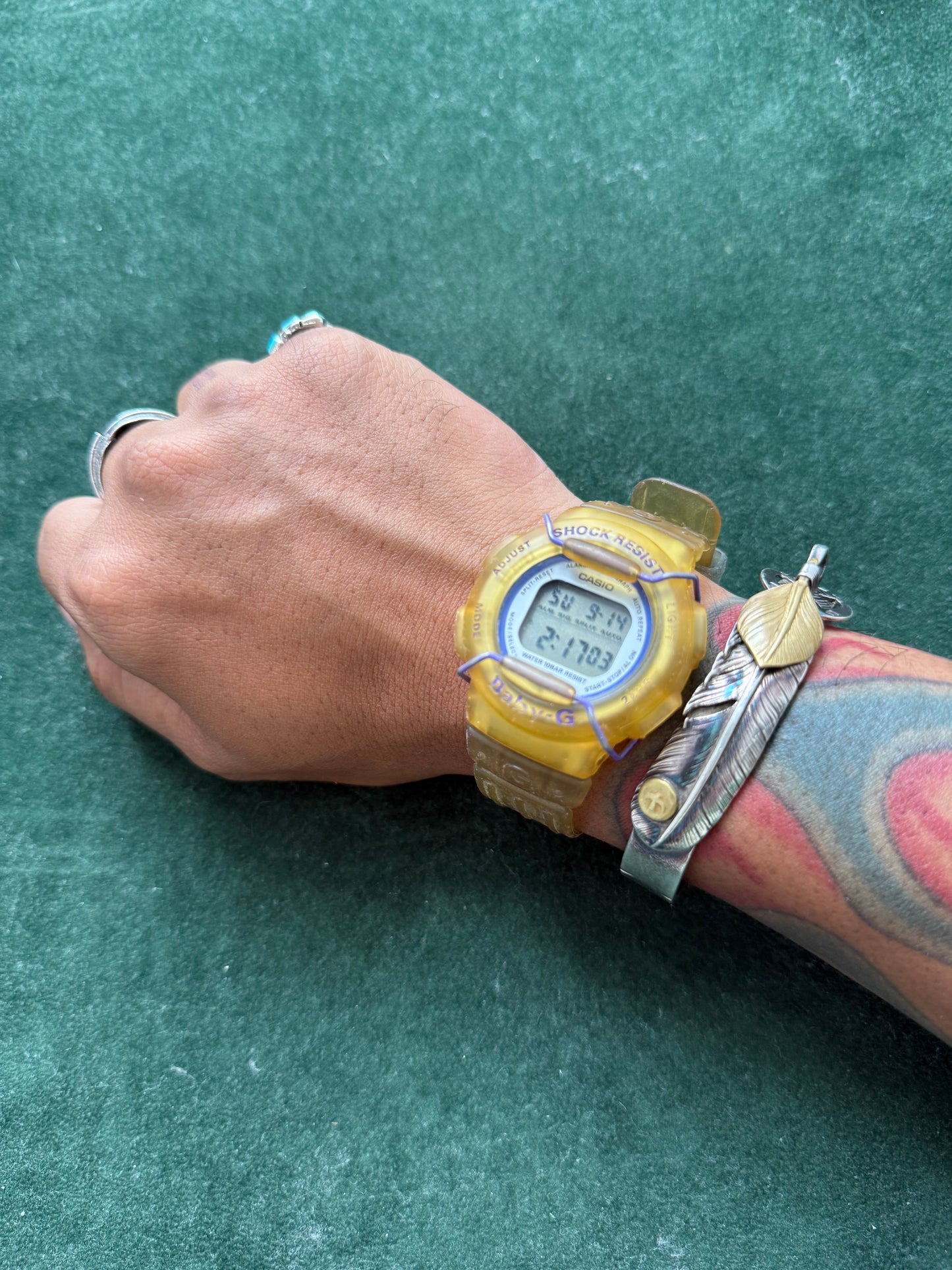 Vintage Casio Baby-G BG-210 Yellow Transparent Digital Watch 1990s