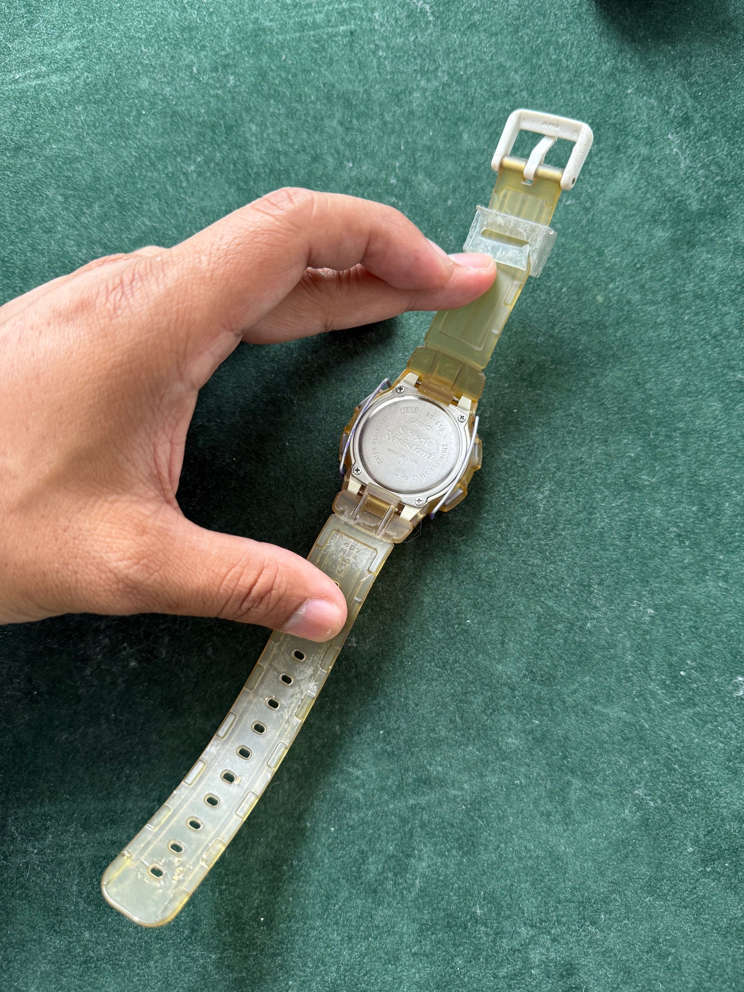 Vintage Casio Baby-G BG-210 Yellow Transparent Digital Watch 1990s