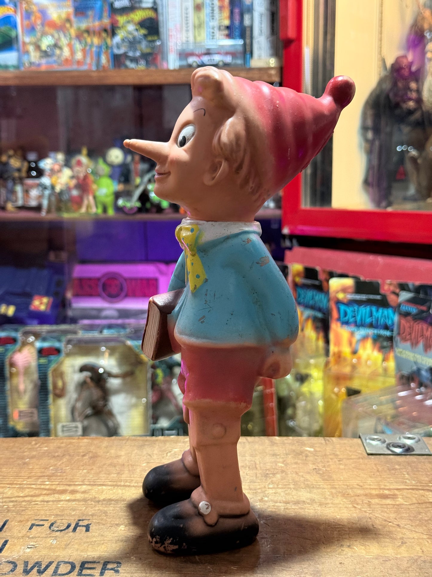 Vintage Pinocchio Rubber Figure 10” RUBBERTOYS Italy 1970s Cartoon Character Toy