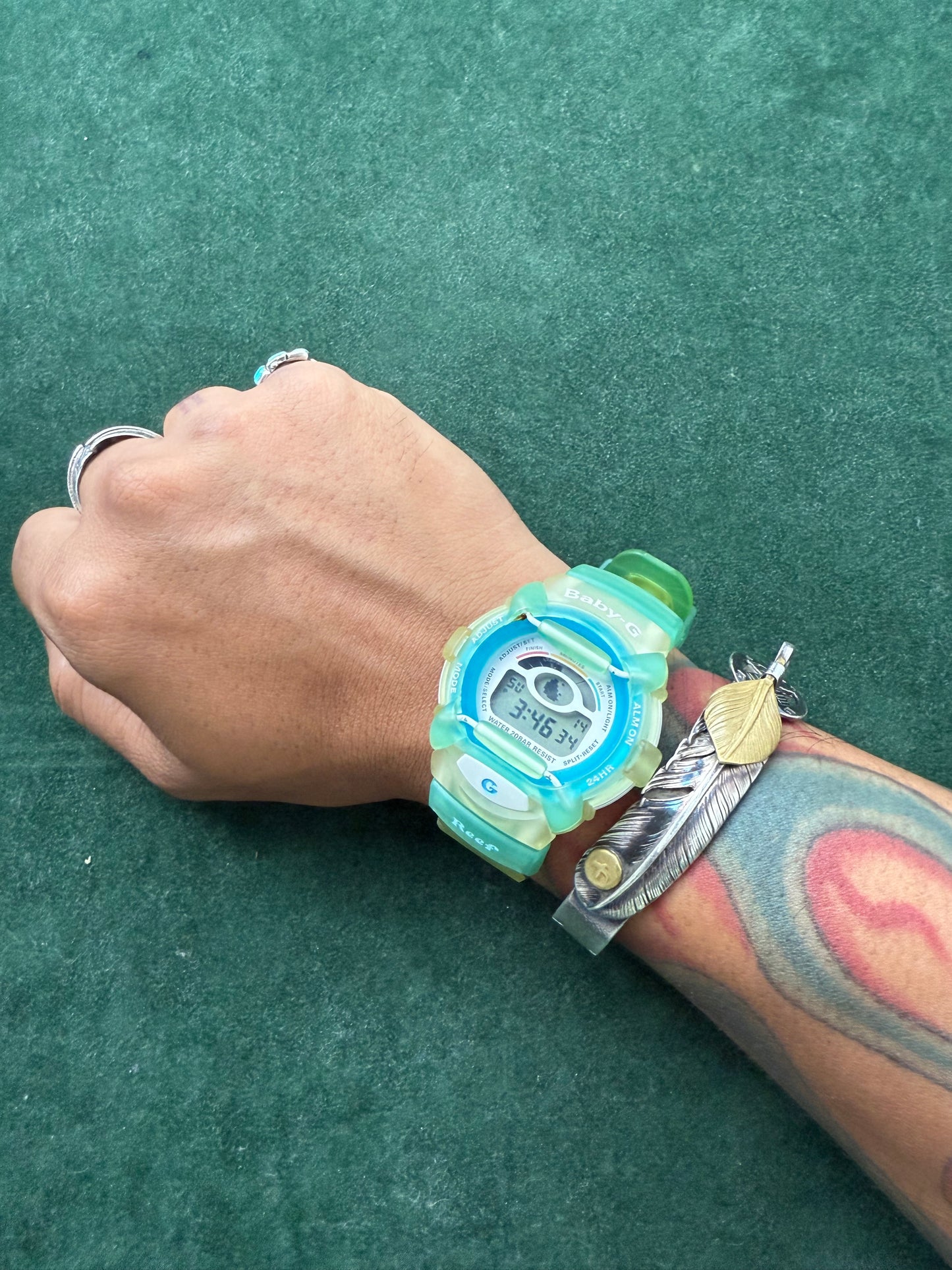 Vintage Casio Baby-G BGR-200 Reef Green Transparent Digital Watch 1990s