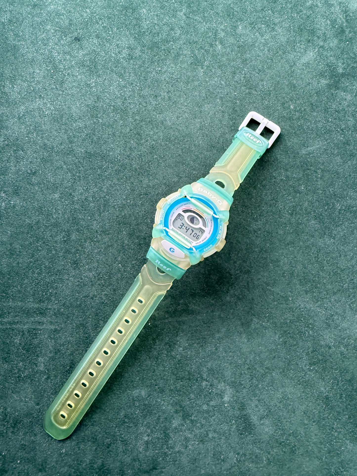 Vintage Casio Baby-G BGR-200 Reef Green Transparent Digital Watch 1990s