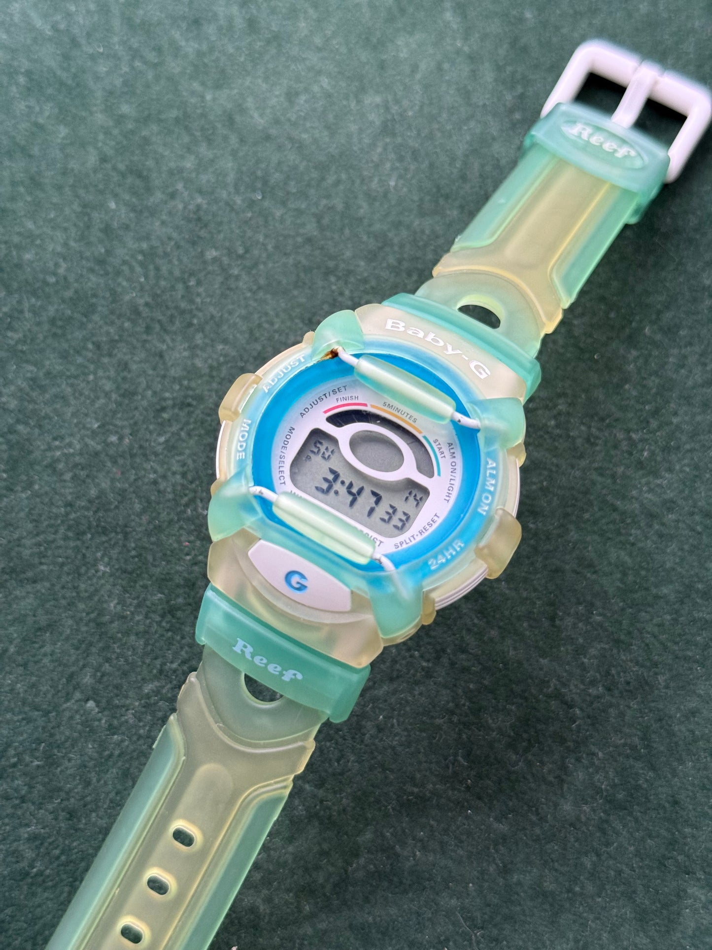 Vintage Casio Baby-G BGR-200 Reef Green Transparent Digital Watch 1990s