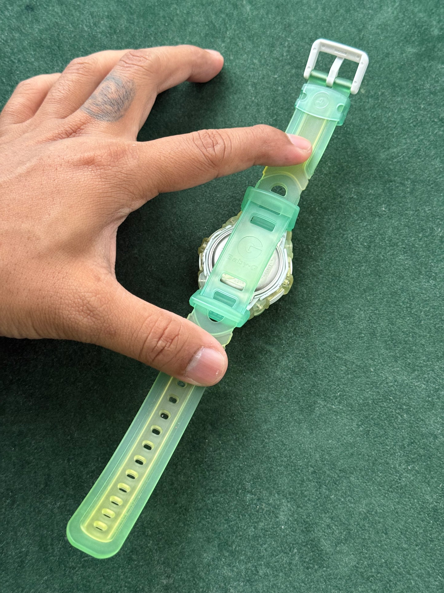 Vintage Casio Baby-G BGR-200 Reef Green Transparent Digital Watch 1990s