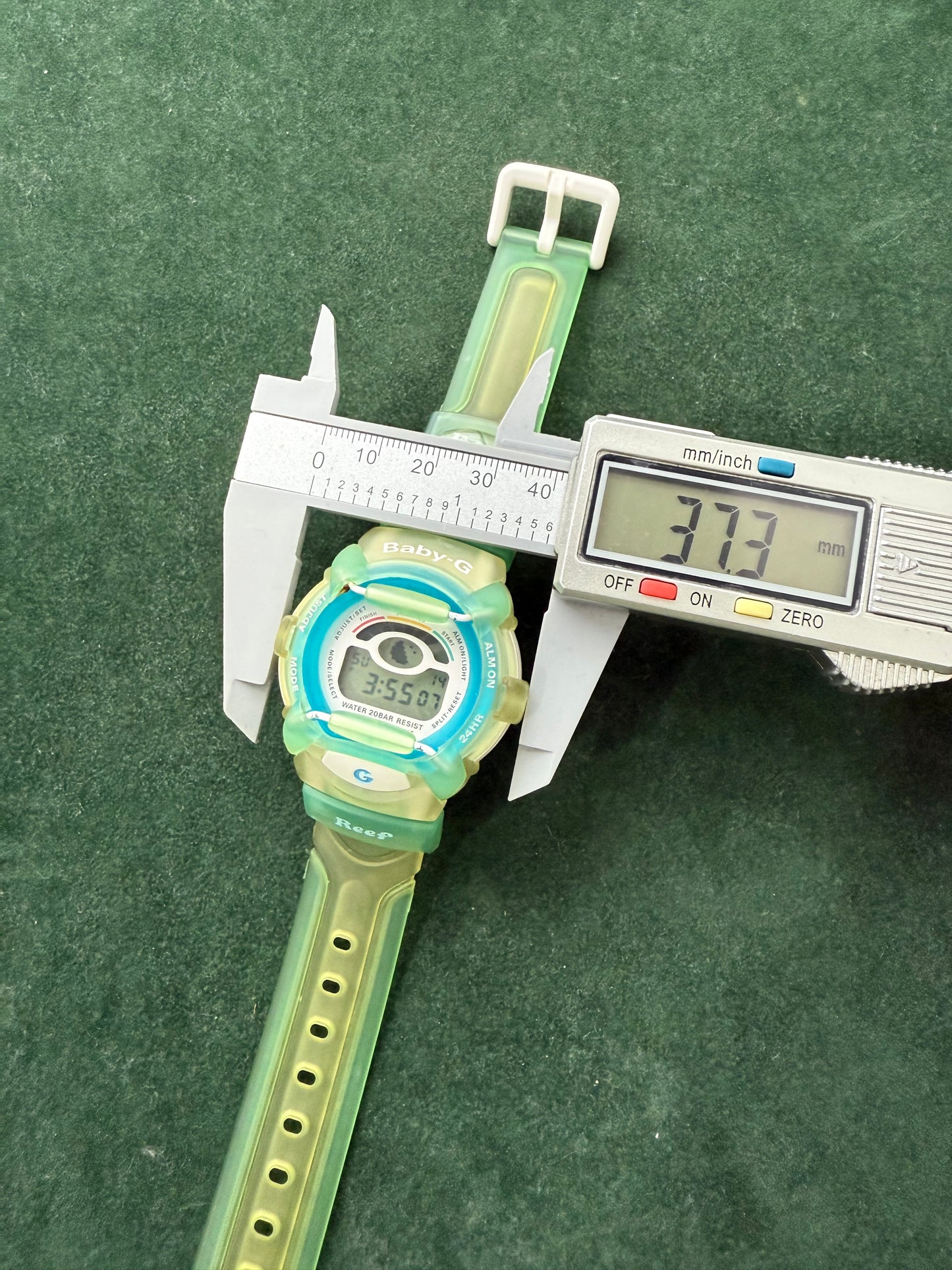 Vintage Casio Baby-G BGR-200 Reef Green Transparent Digital Watch 1990s