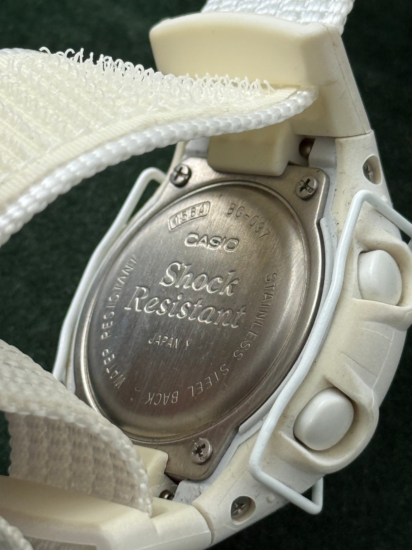 Vintage Casio Baby-G BG-097 “Light My Fire” White Digital Watch 1990s