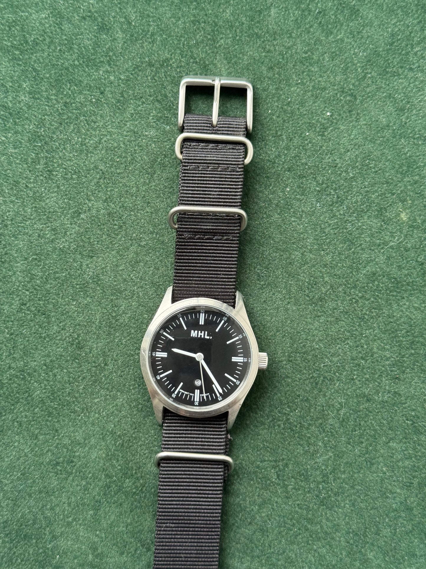 MHL. Margaret Howell Black Dial Stainless Steel Quartz Field Watch