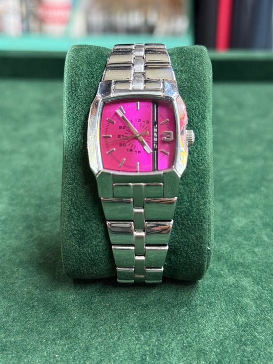 Y2K Diesel Tank Watch Pink Dial