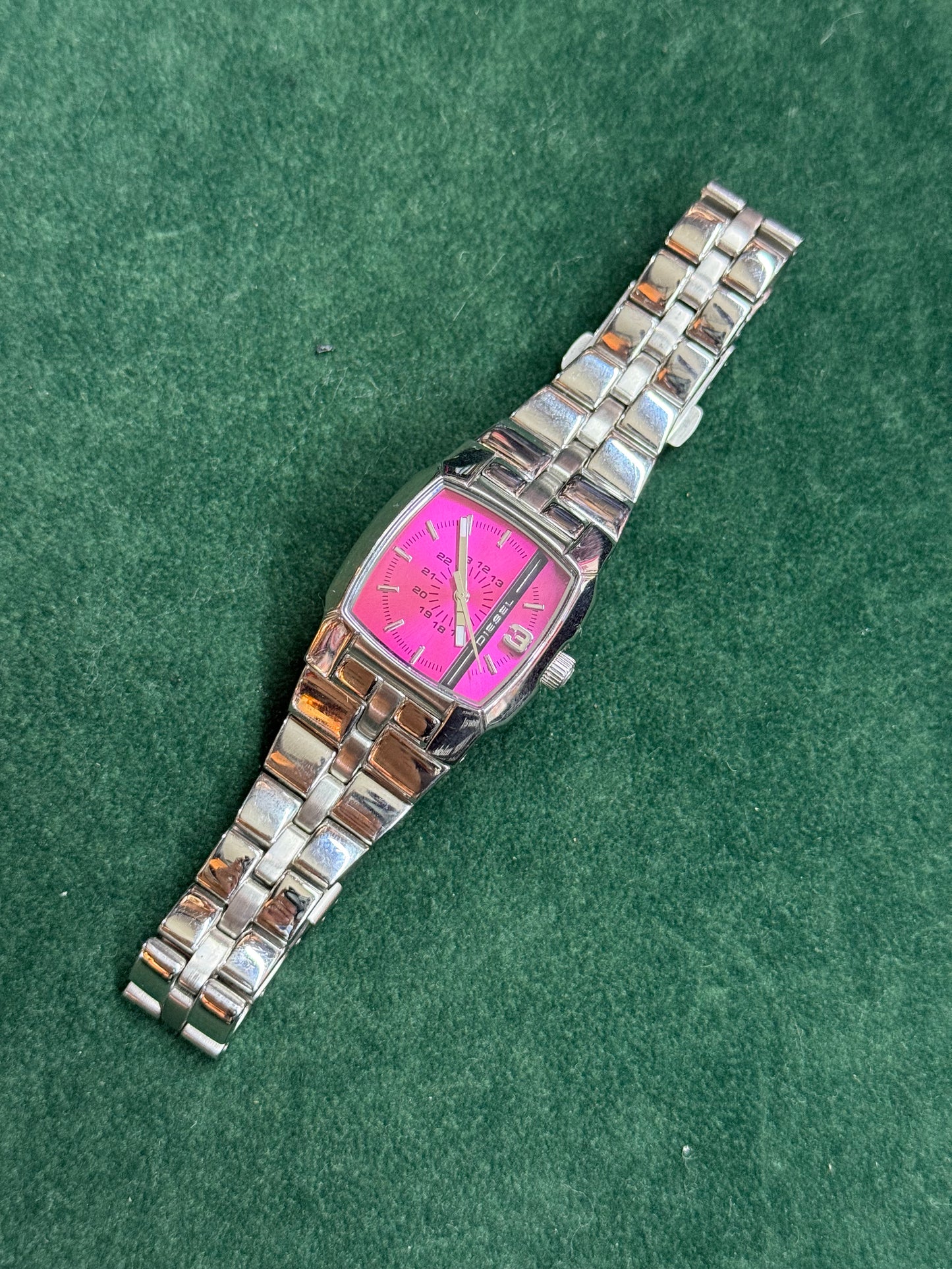 Y2K Diesel Tank Watch Pink Dial