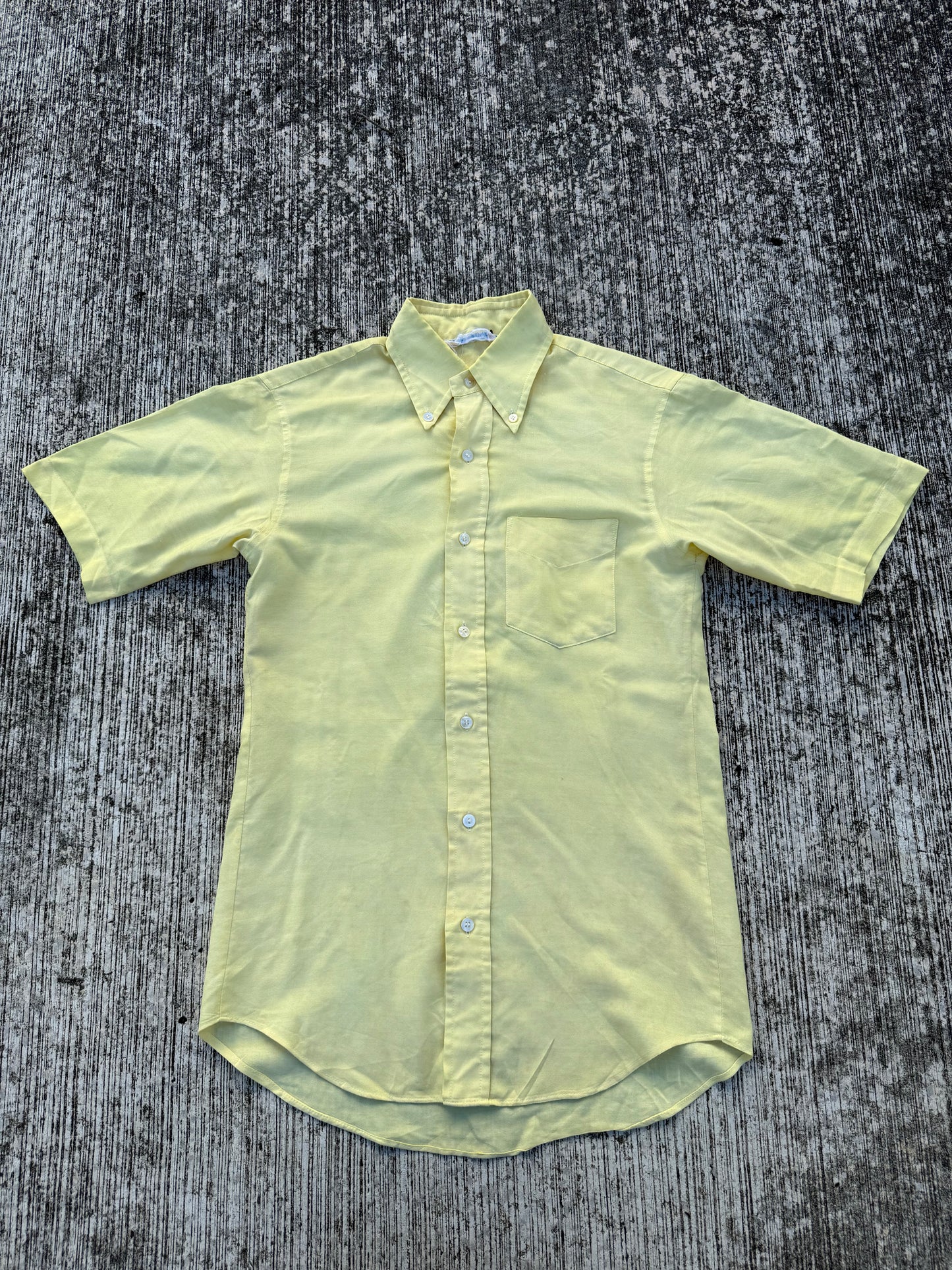 Vintage 70s–80s FANCYING Yellow Button-Down Short Sleeve Shirt