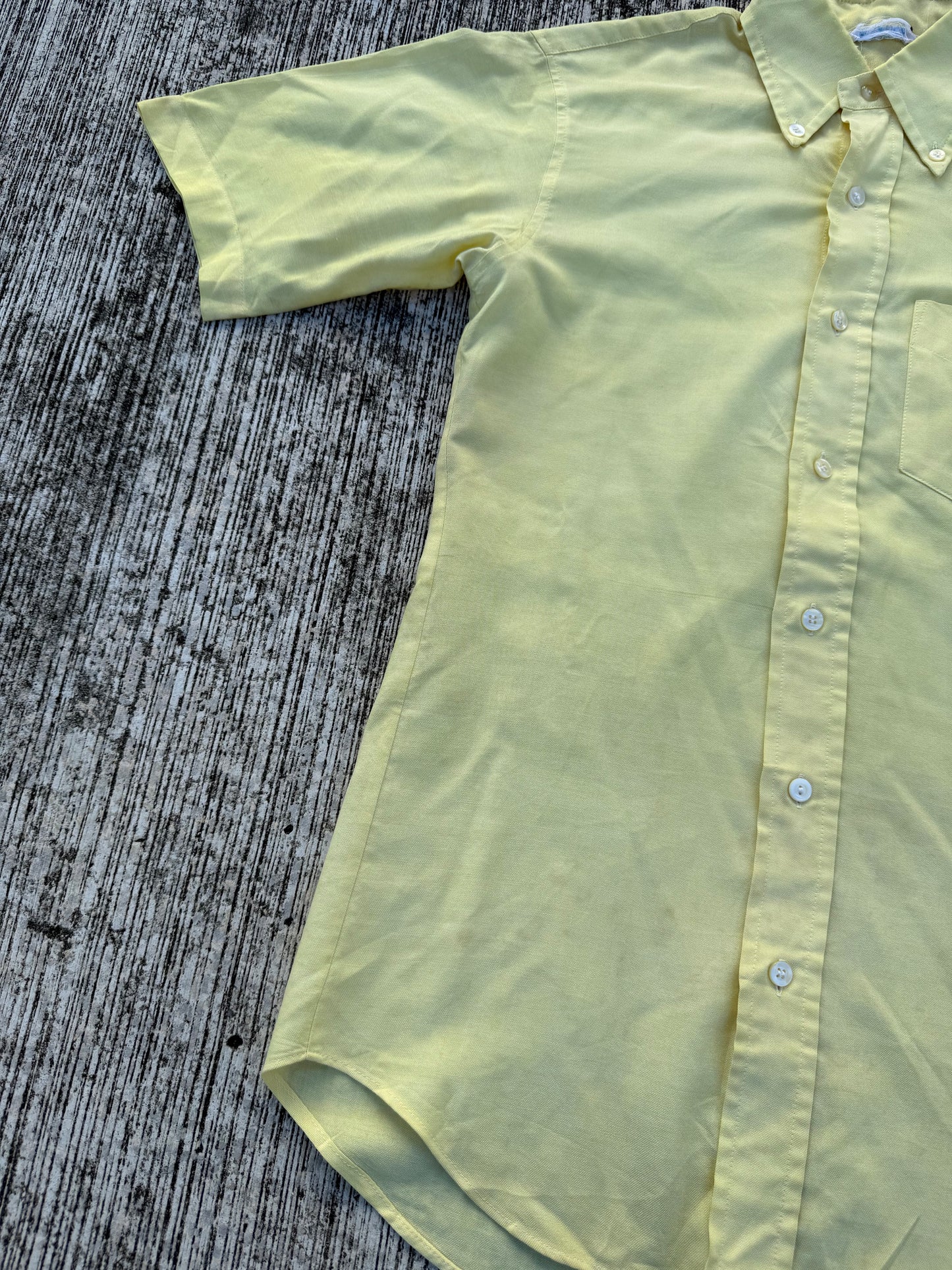 Vintage 70s–80s FANCYING Yellow Button-Down Short Sleeve Shirt