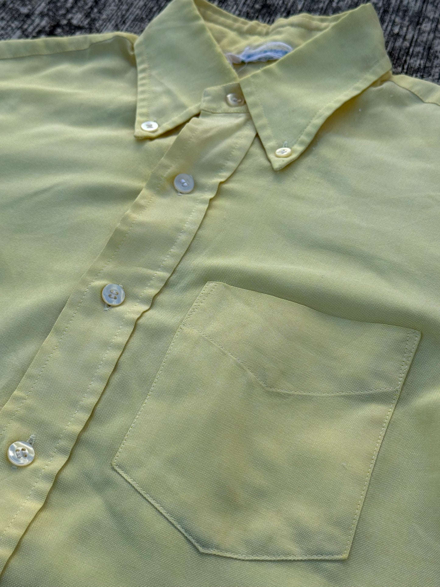Vintage 70s–80s FANCYING Yellow Button-Down Short Sleeve Shirt