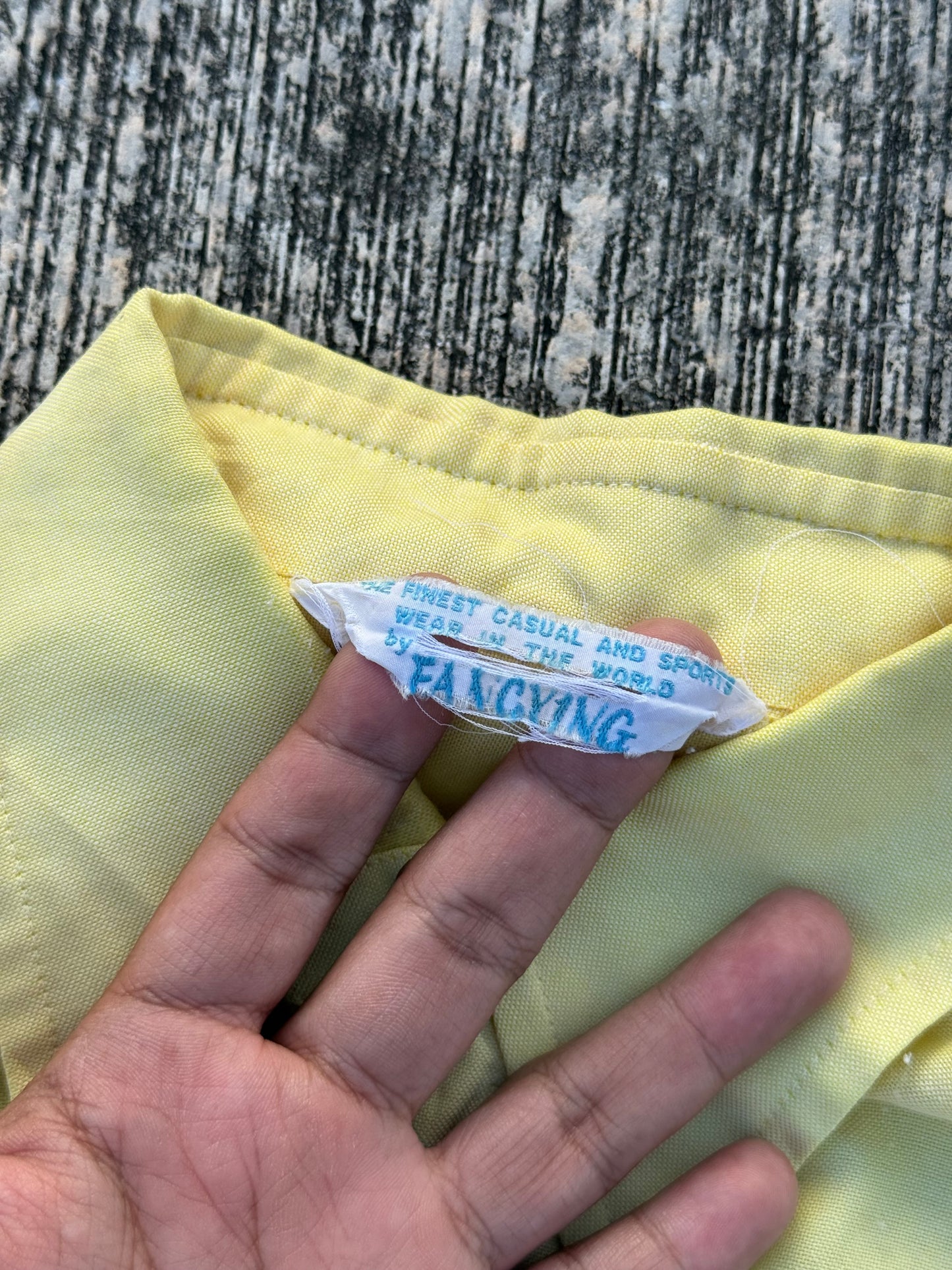 Vintage 70s–80s FANCYING Yellow Button-Down Short Sleeve Shirt