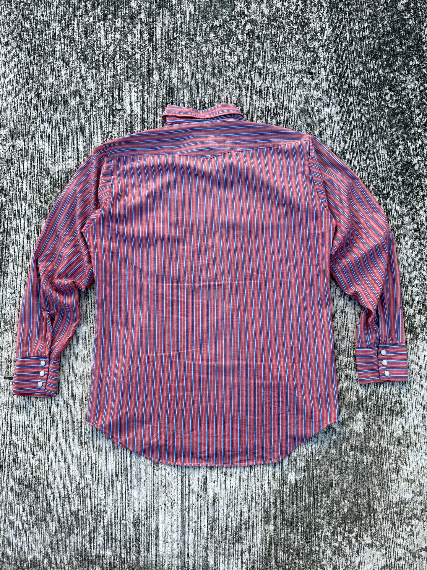Vintage 70s–80s Western Snap Button Stripe Shirt Permanent Press