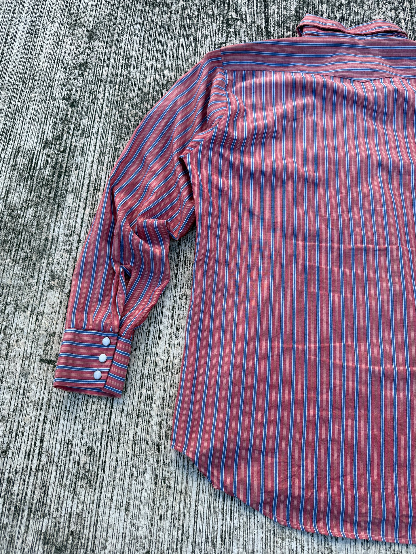 Vintage 70s–80s Western Snap Button Stripe Shirt Permanent Press