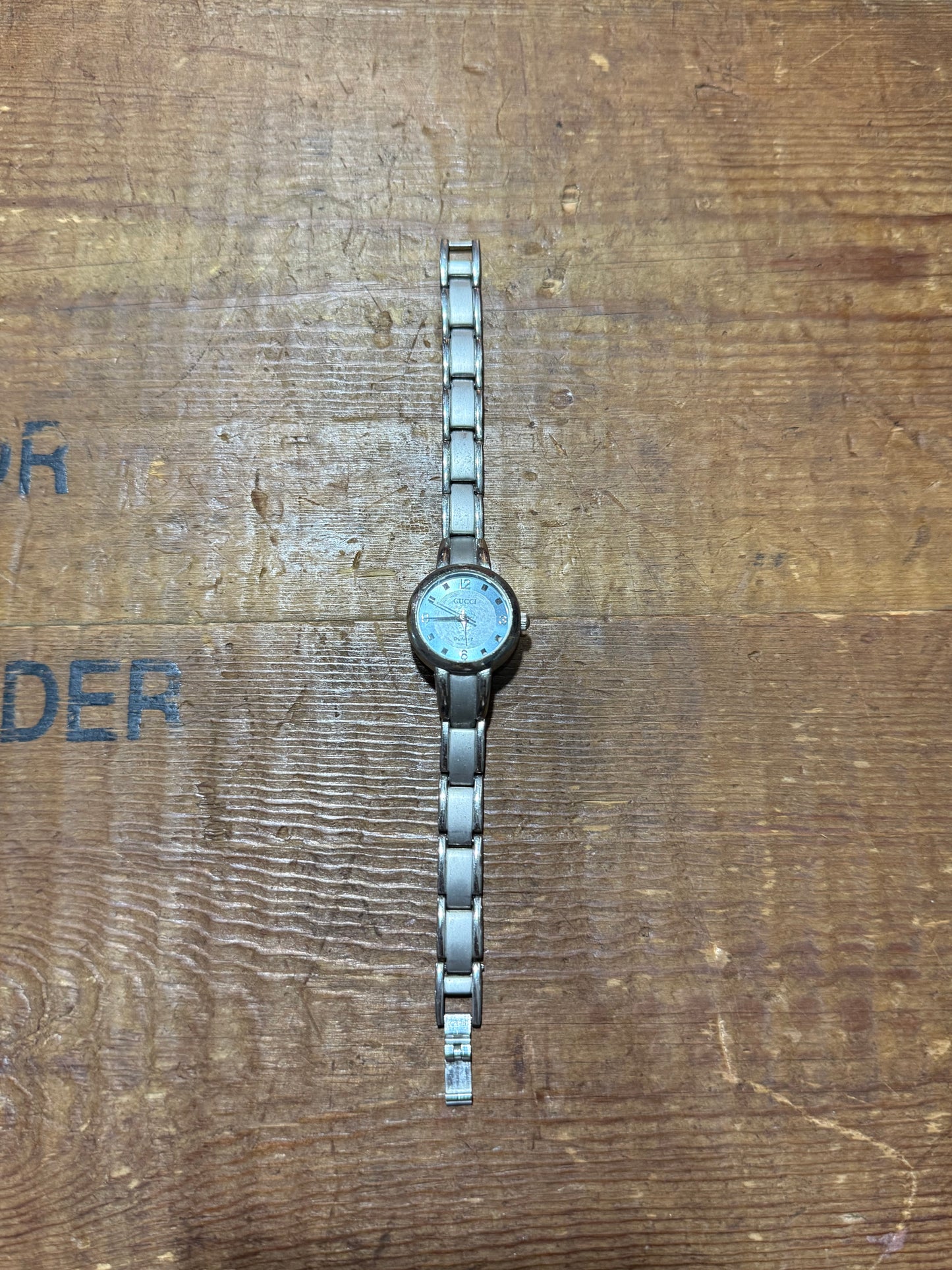 Vintage Gucci Ladies Watch Blue Dial Stainless Steel Bracelet Quartz