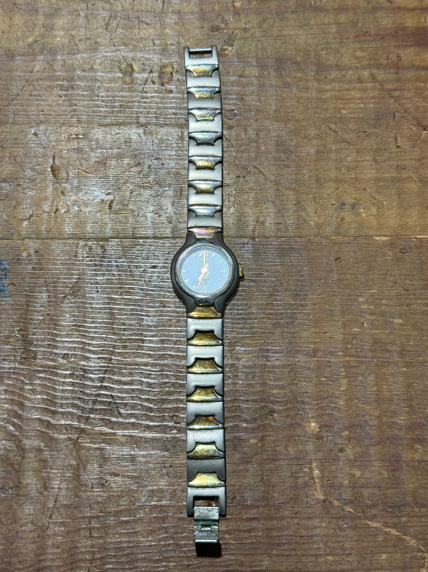 Vintage MCM Ladies Watch Two Tone Silver Gold Bracelet