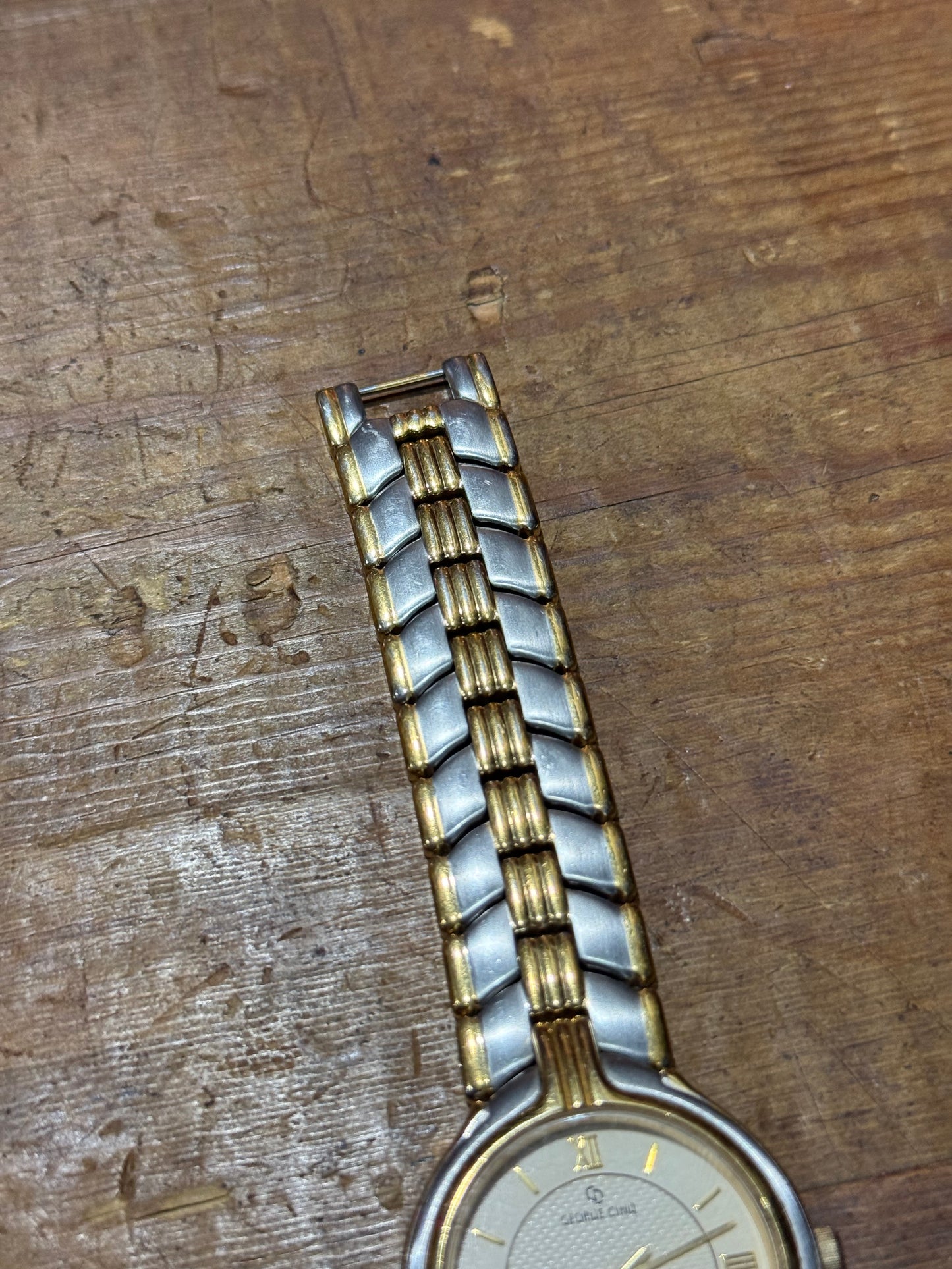 Vintage George Cinq Watch Two Tone Gold Silver Bracelet