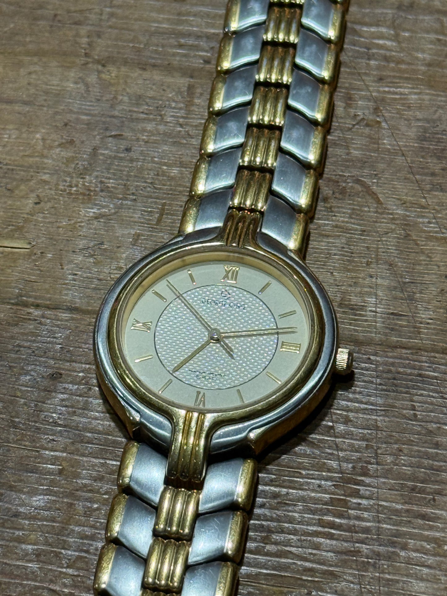 Vintage George Cinq Watch Two Tone Gold Silver Bracelet