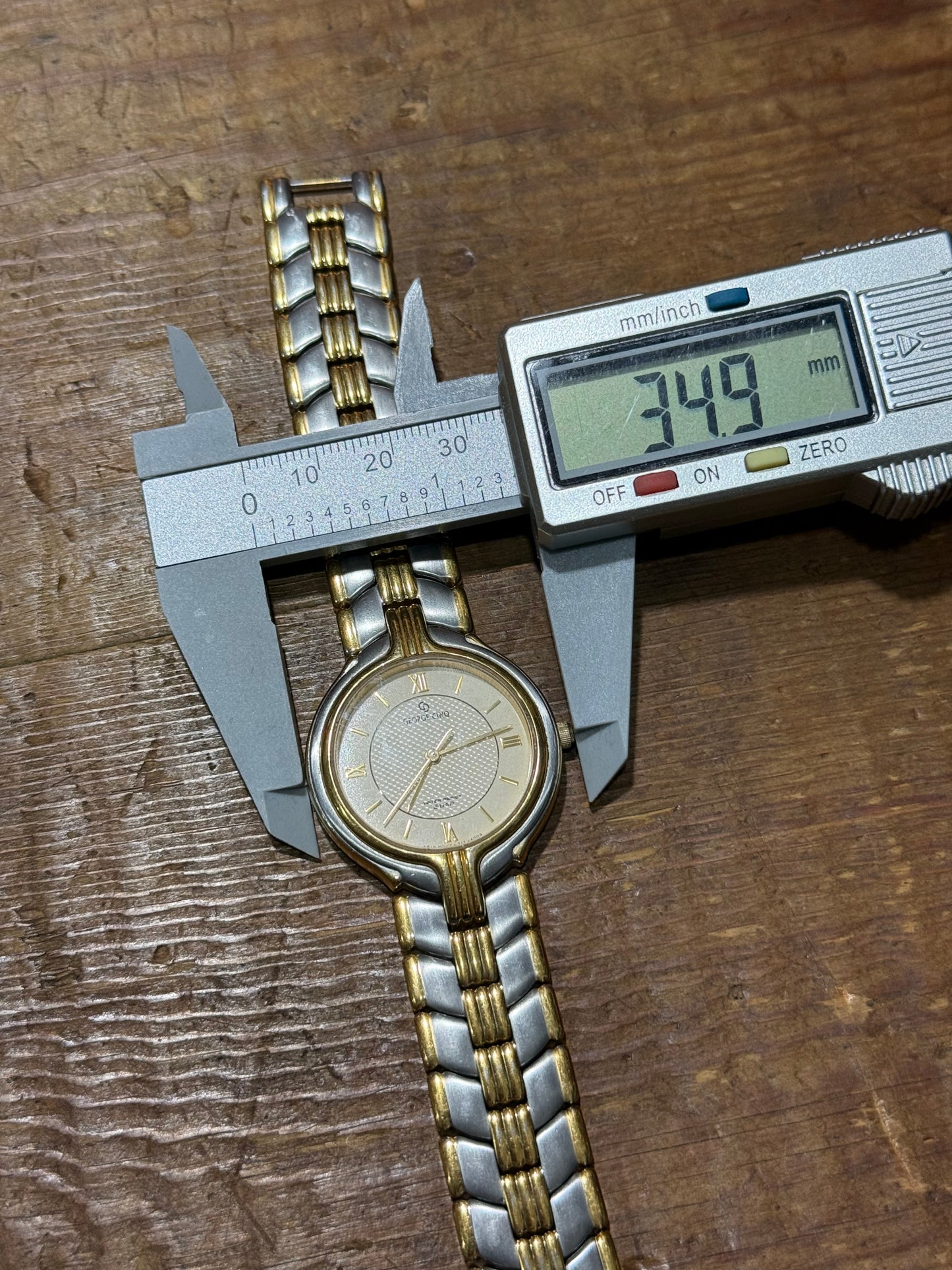 Vintage George Cinq Watch Two Tone Gold Silver Bracelet