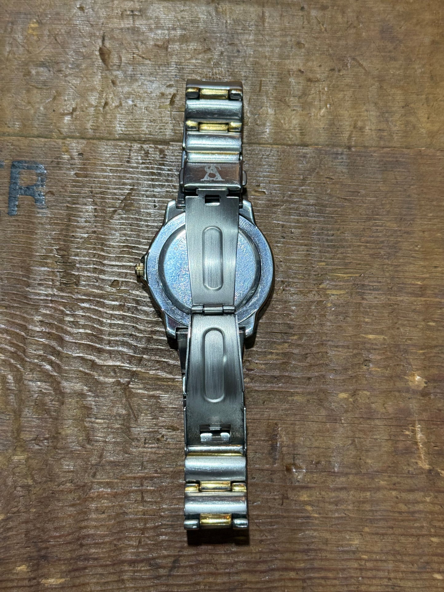 Vintage Stefano Valentino Watch Two Tone Gold Silver Black Dial Date