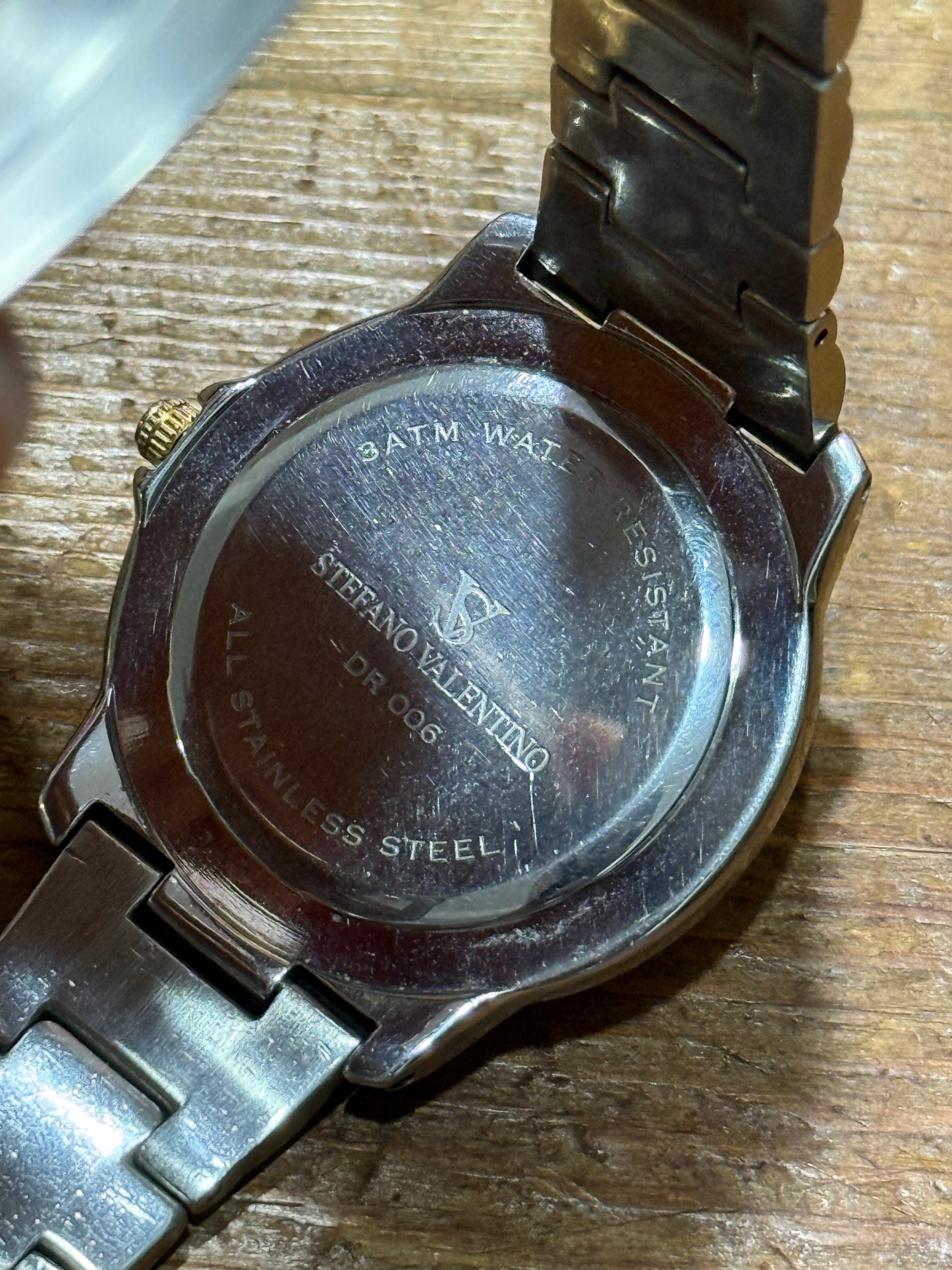 Vintage Stefano Valentino Watch Two Tone Gold Silver Black Dial Date