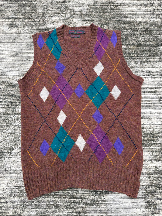 Vintage John Weitz Argyle Wool Sweater Vest Shetland Wool