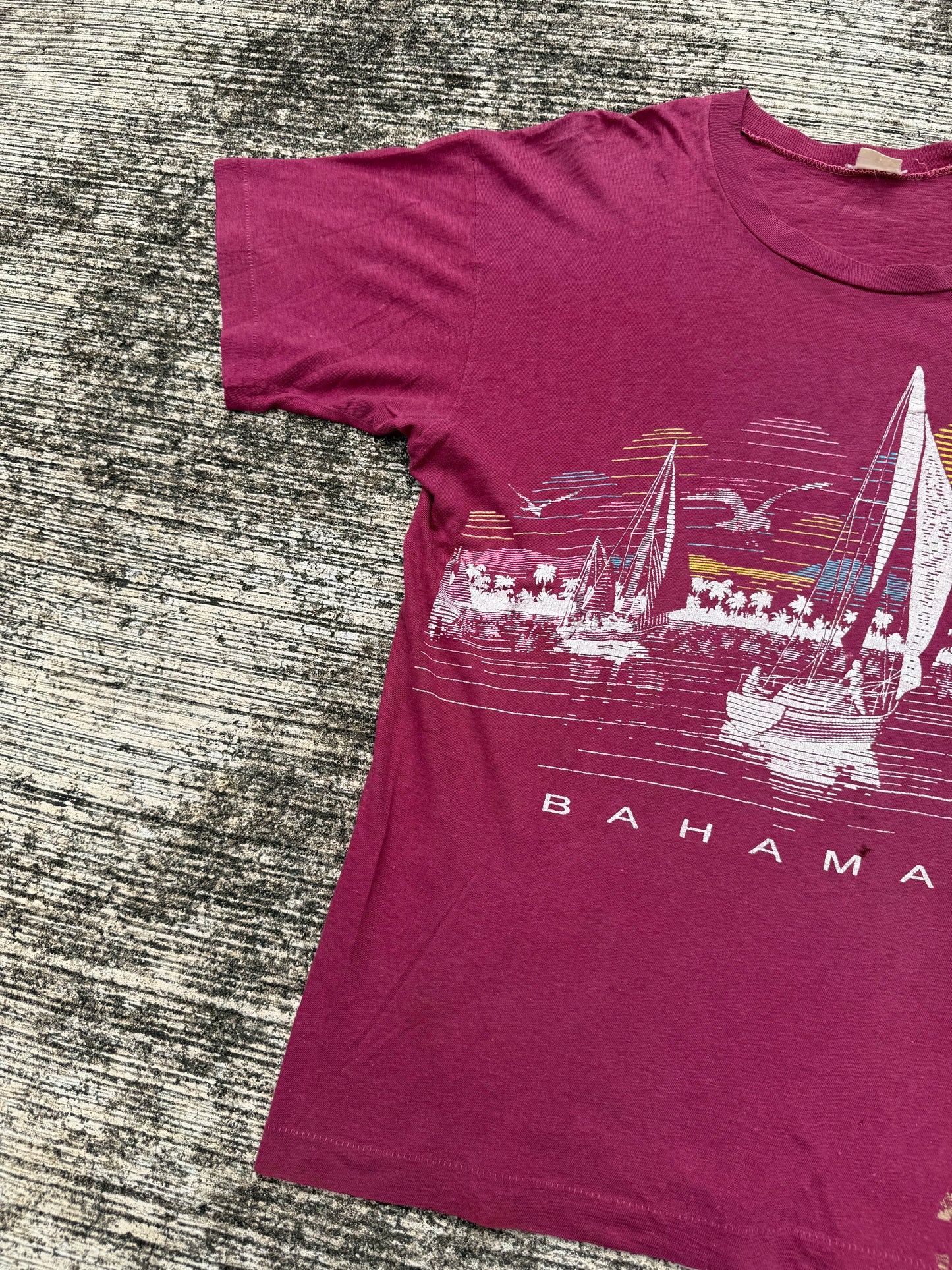 Vintage Bahamas Sailing Sunset T-Shirt 80s Paper Thin Single Stitch