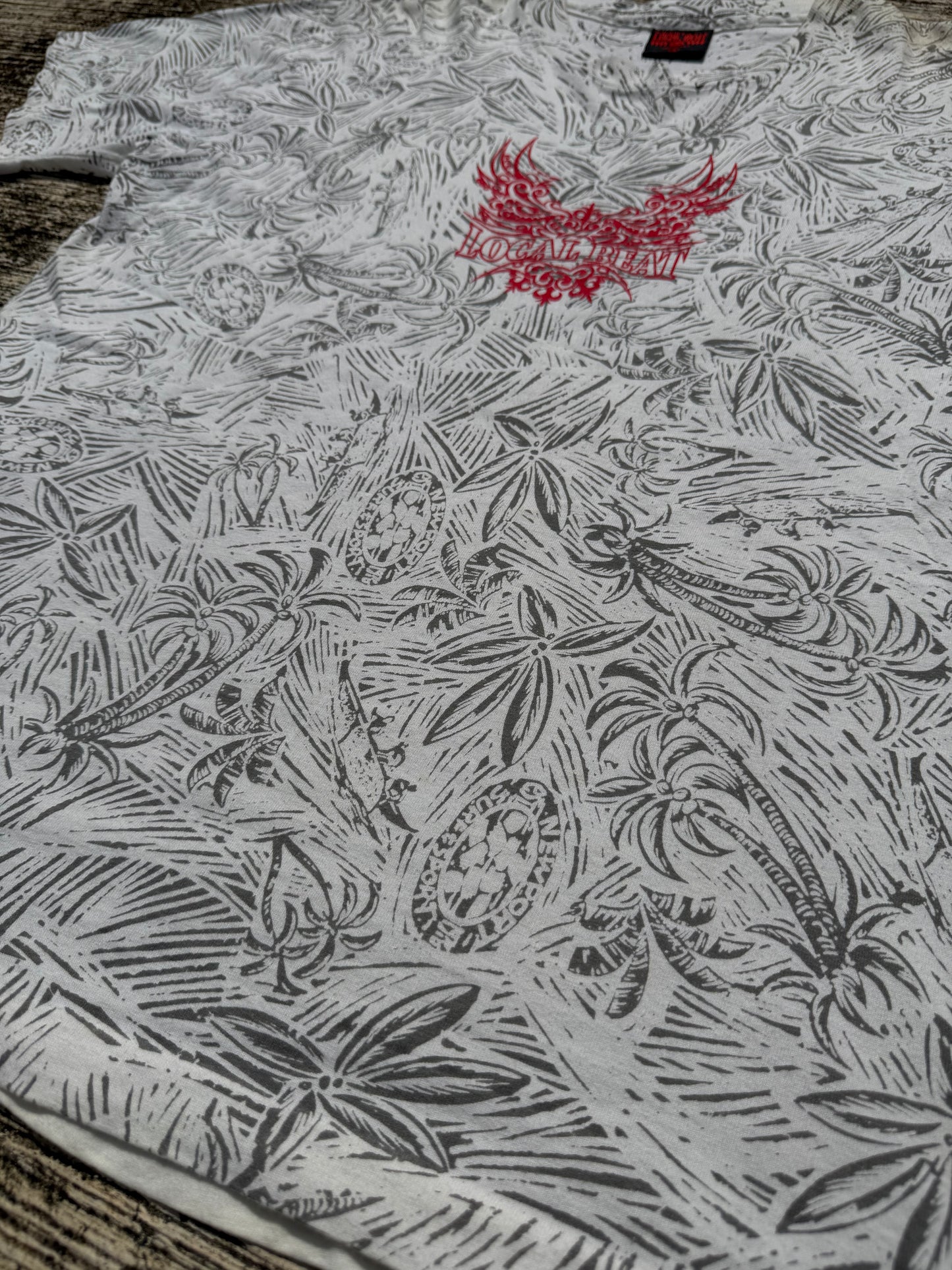 Vintage 1990s Local Beat Tribal Graphic All Over Print Tee