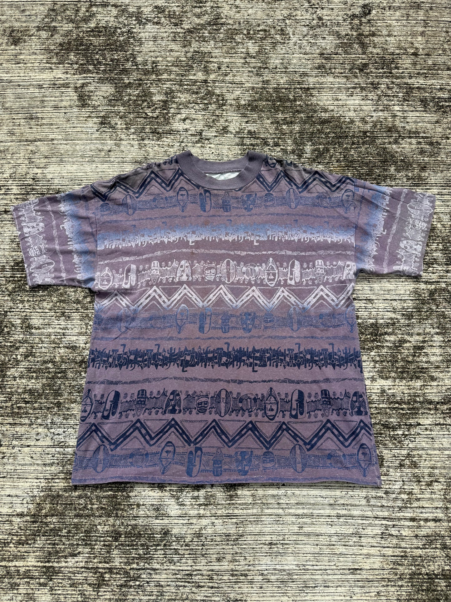 Vintage 1990s Frank Tribal Pattern All Over Print Tee