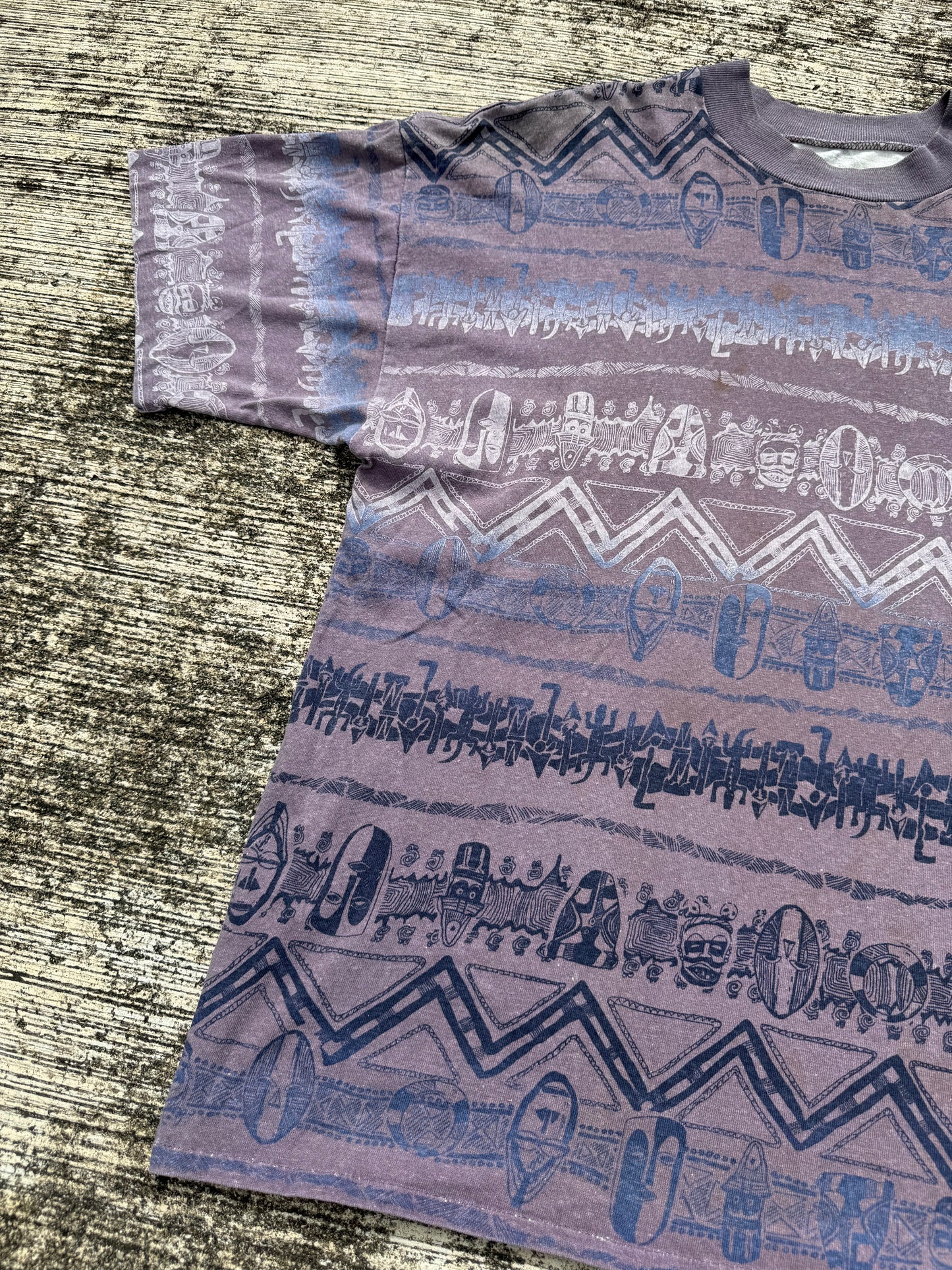 Vintage 1990s Frank Tribal Pattern All Over Print Tee