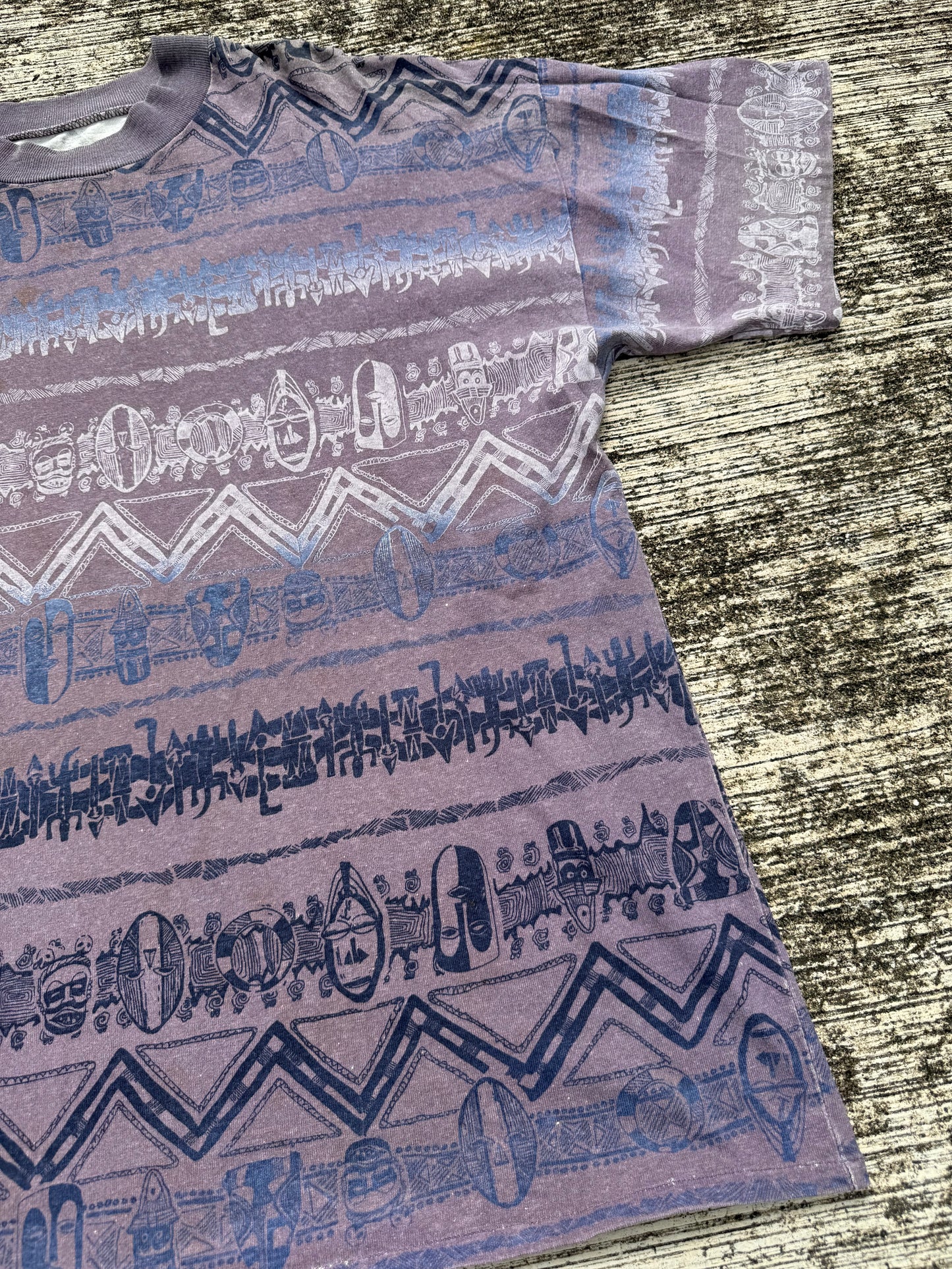 Vintage 1990s Frank Tribal Pattern All Over Print Tee