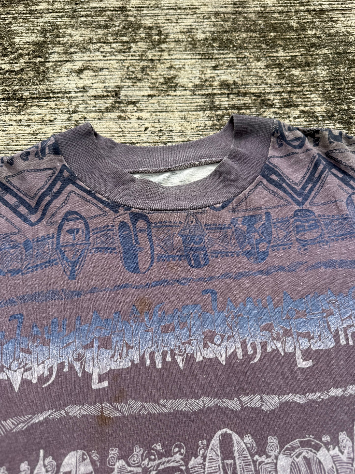 Vintage 1990s Frank Tribal Pattern All Over Print Tee